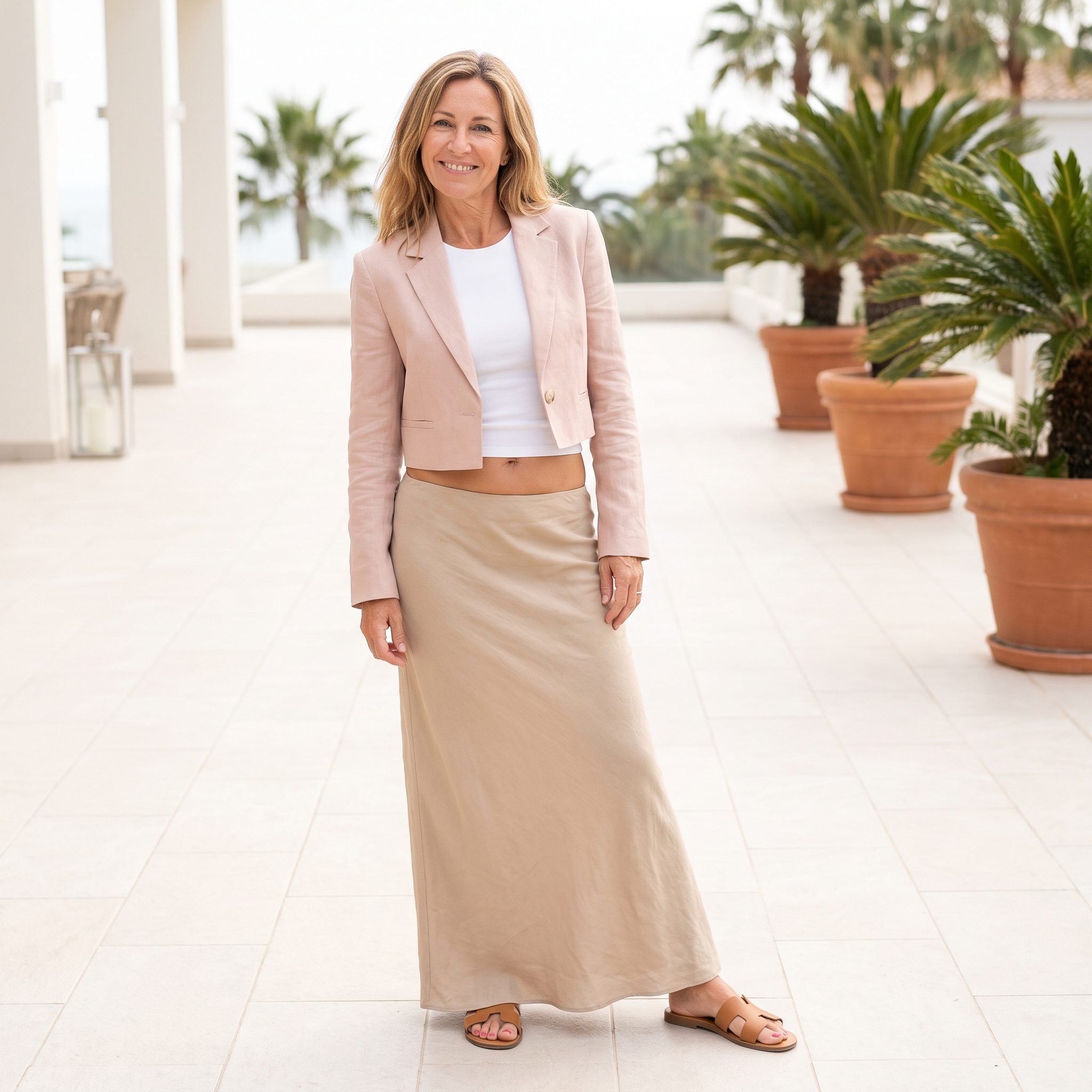 Cropped Jacket + Low-Slung Maxi Skirt, The Stretched Middle