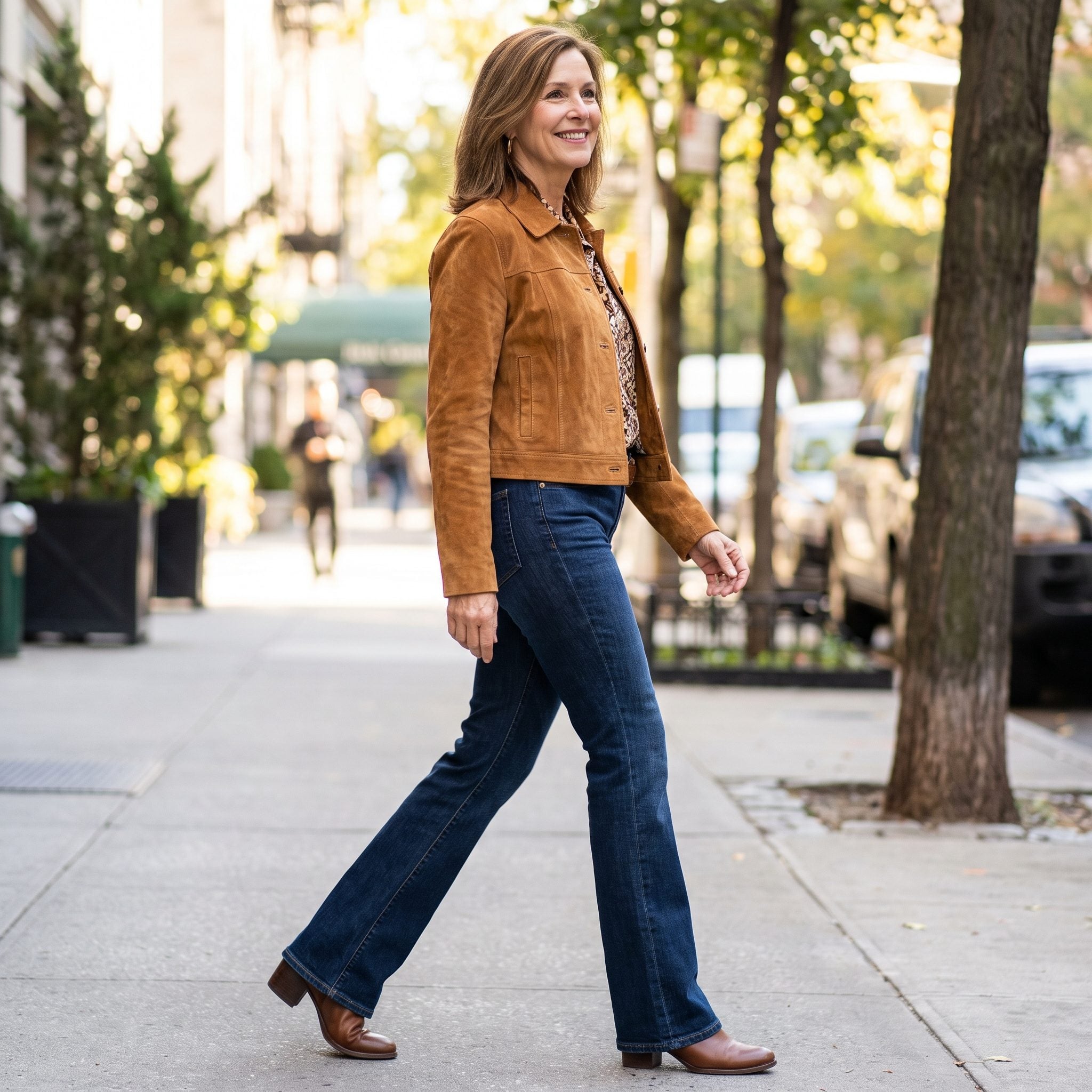 Cropped Suede Jacket + Mid-Rise Bootcut, The Elongating Combo