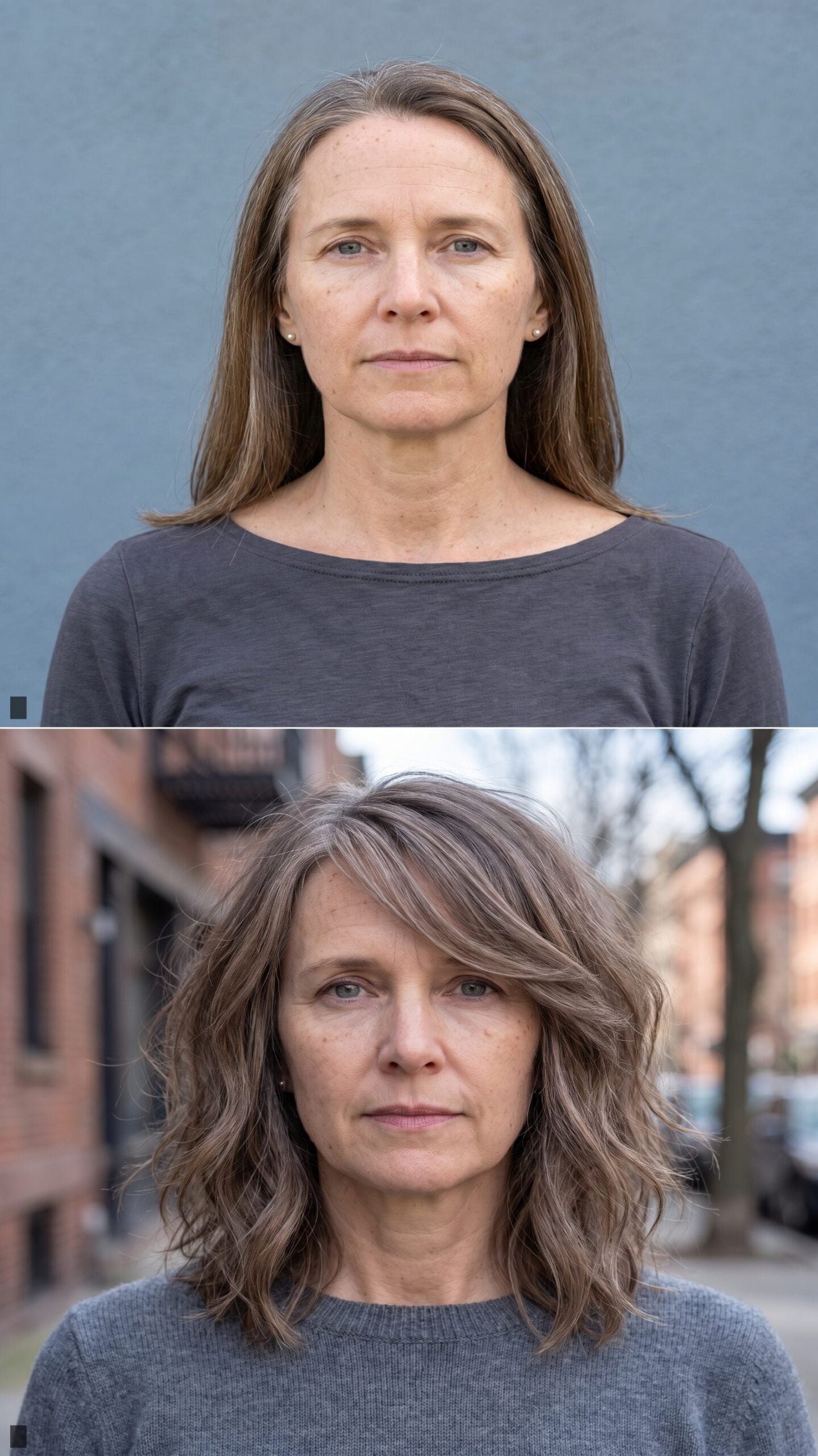 Deep Side-Parted Sweep with a Tousled Lob and Mushroom Brown Melt