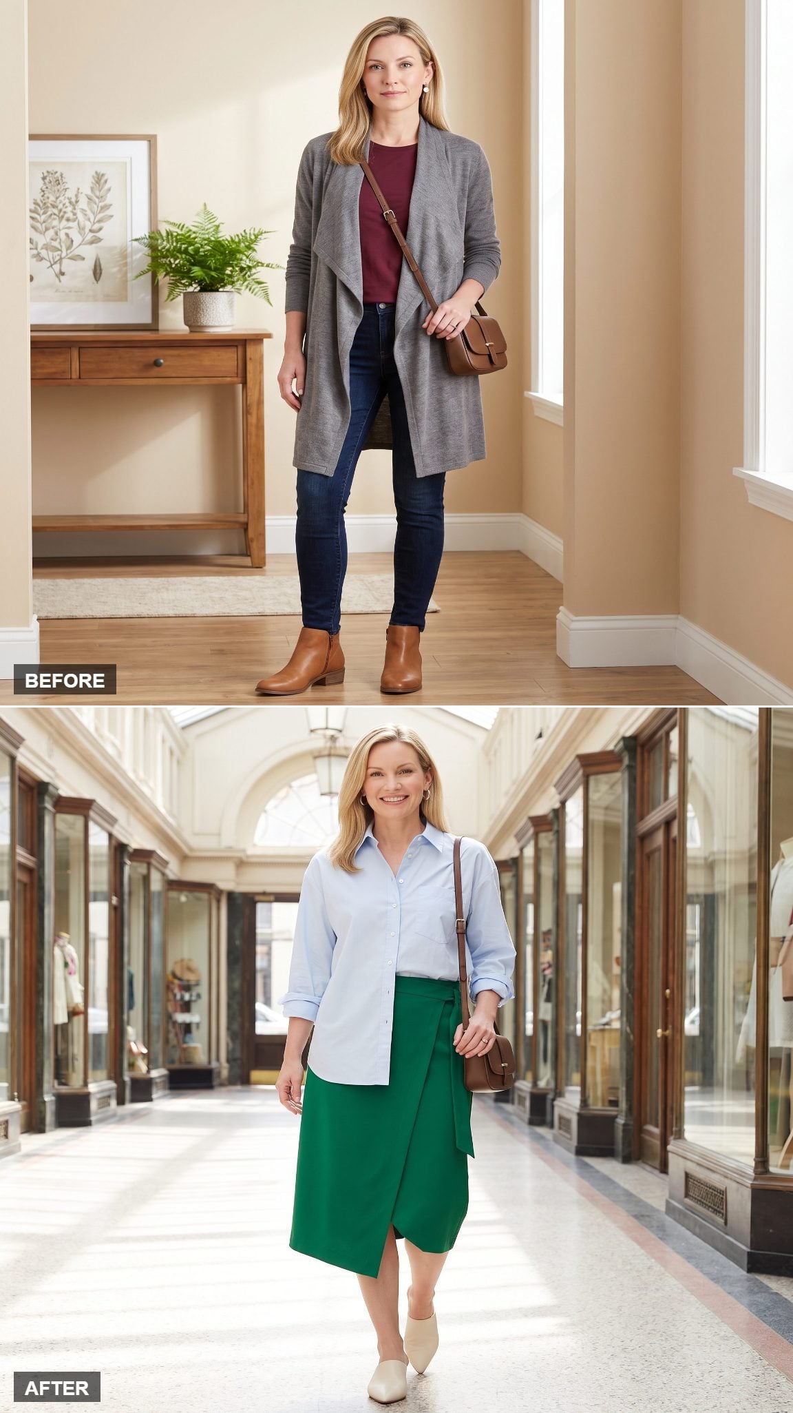 Emerald Wrap Skirt + Borrowed-From-Him Shirt