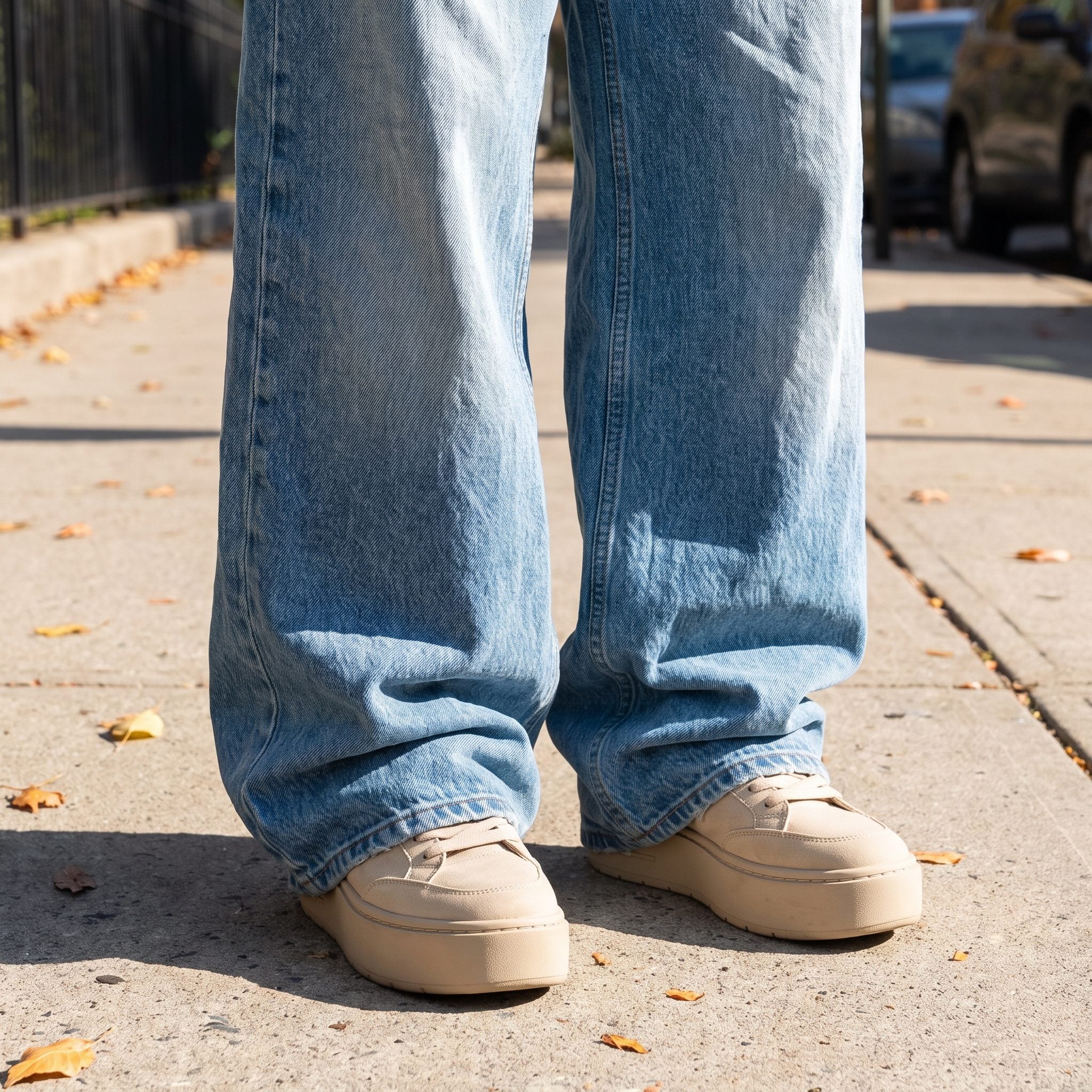 Extreme Puddle-Hem Jeans + Platform Shoes