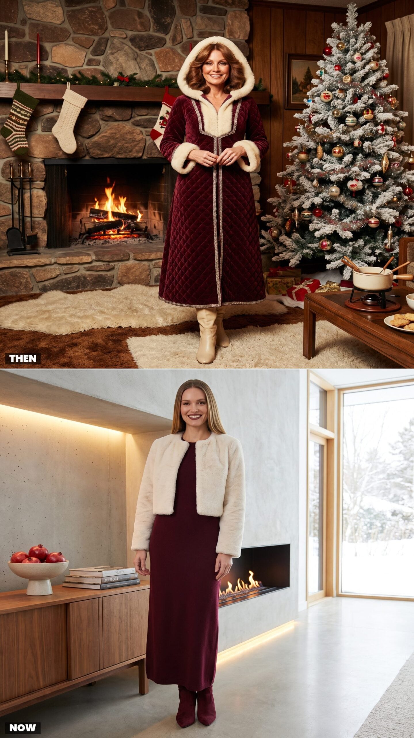 The Faux-Fur-Trimmed Hooded Maxi Dress