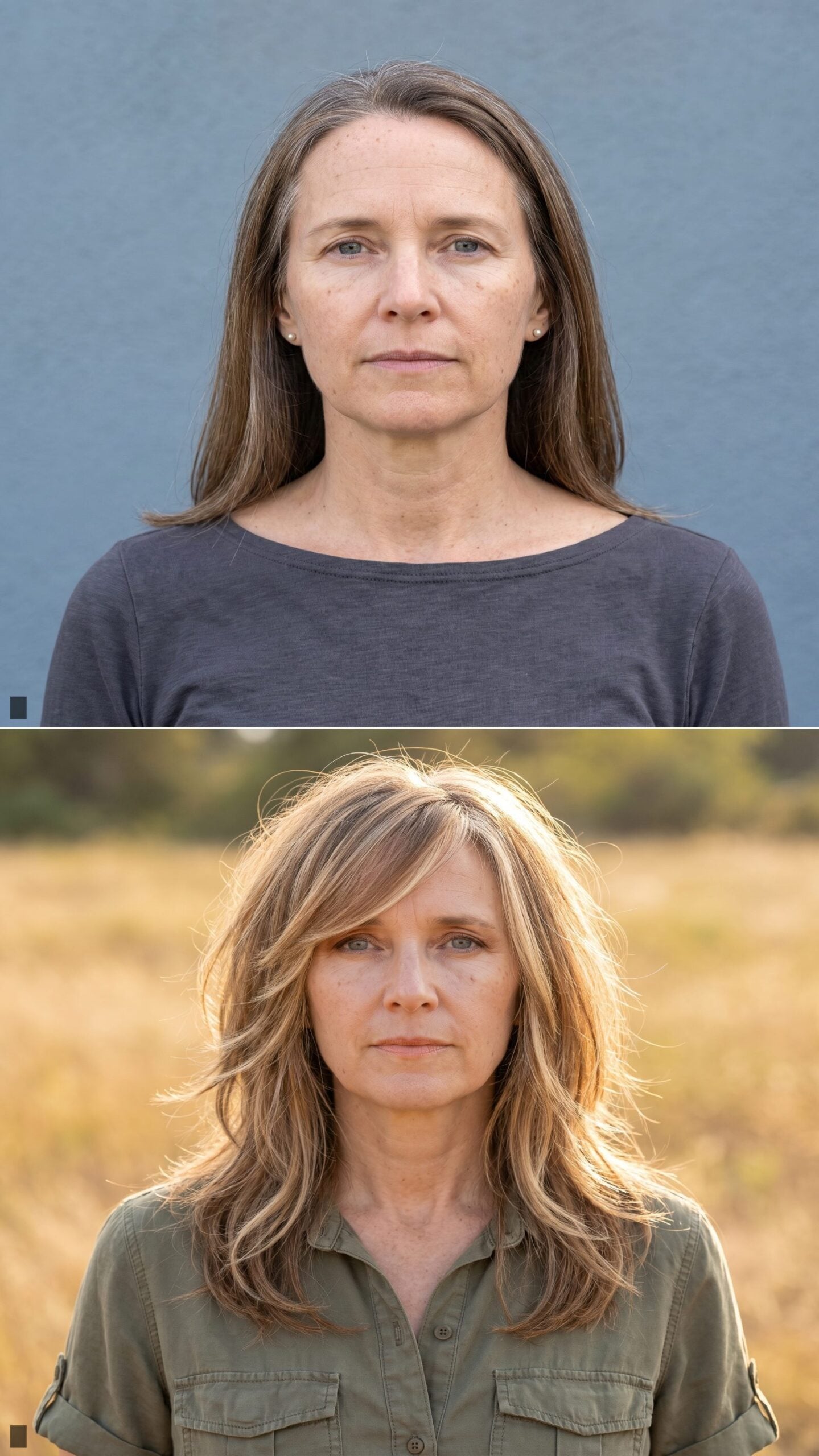 Feathered Side-Swept Fringe with a Layered Shag in Honey Bronde