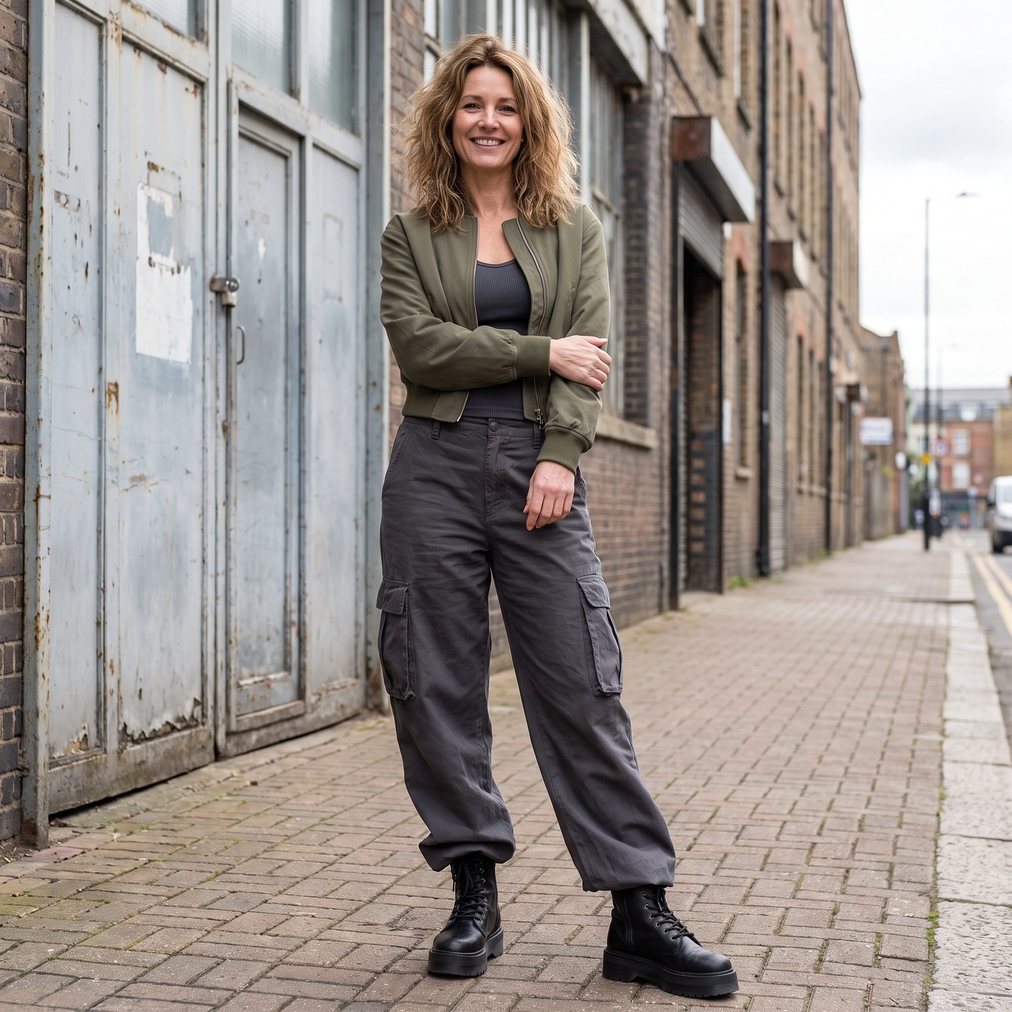 Floor-Length Cargo Trousers + Platform Combat Boots