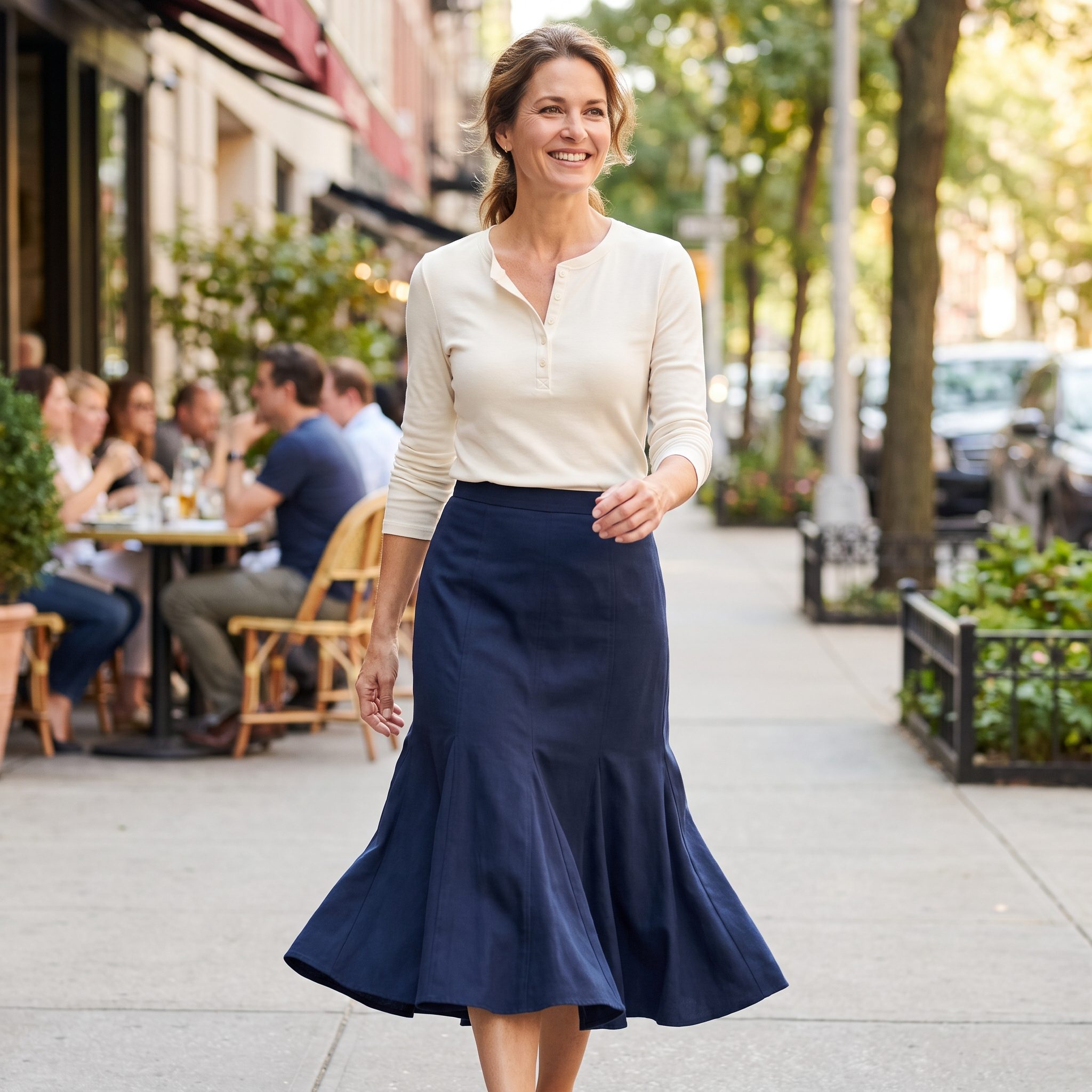 Godet Midi + Tucked Henley