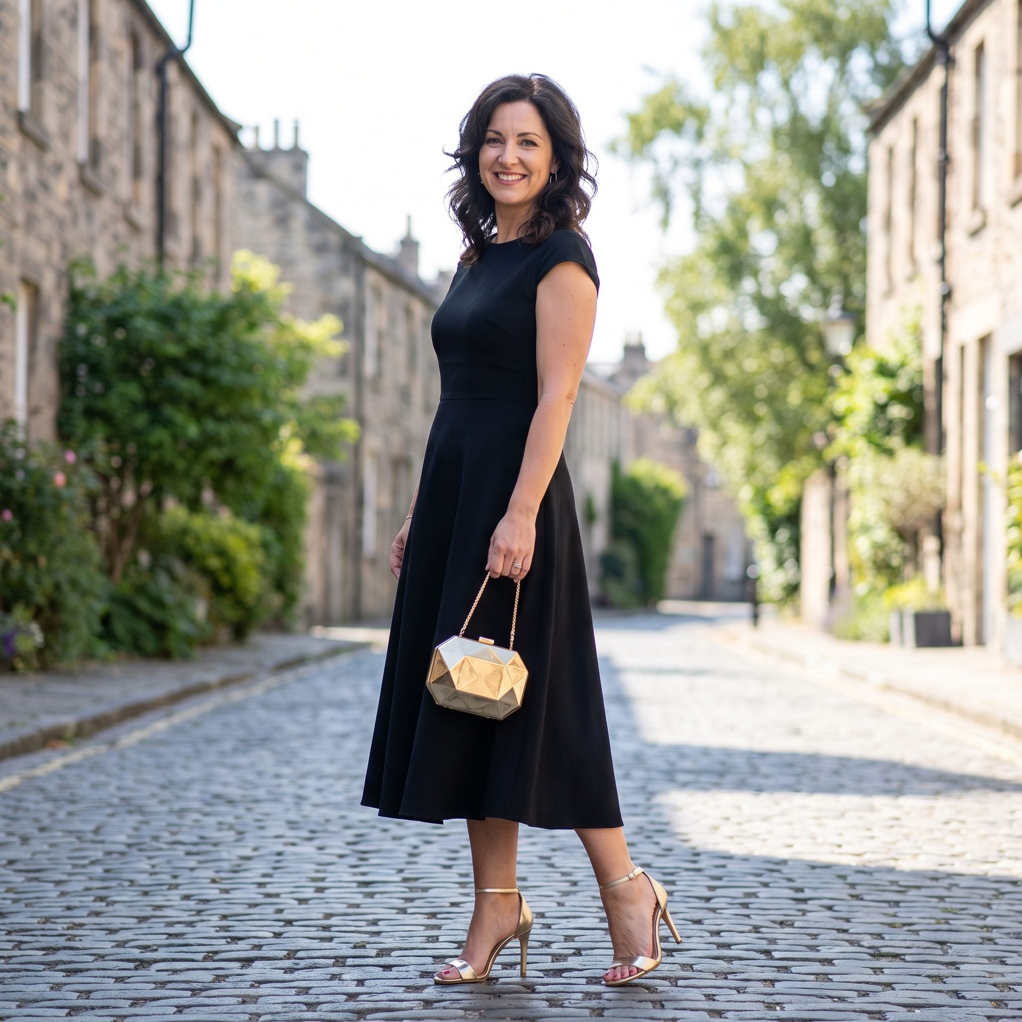 Gold Evening Heels + Gold Metallic Clutch