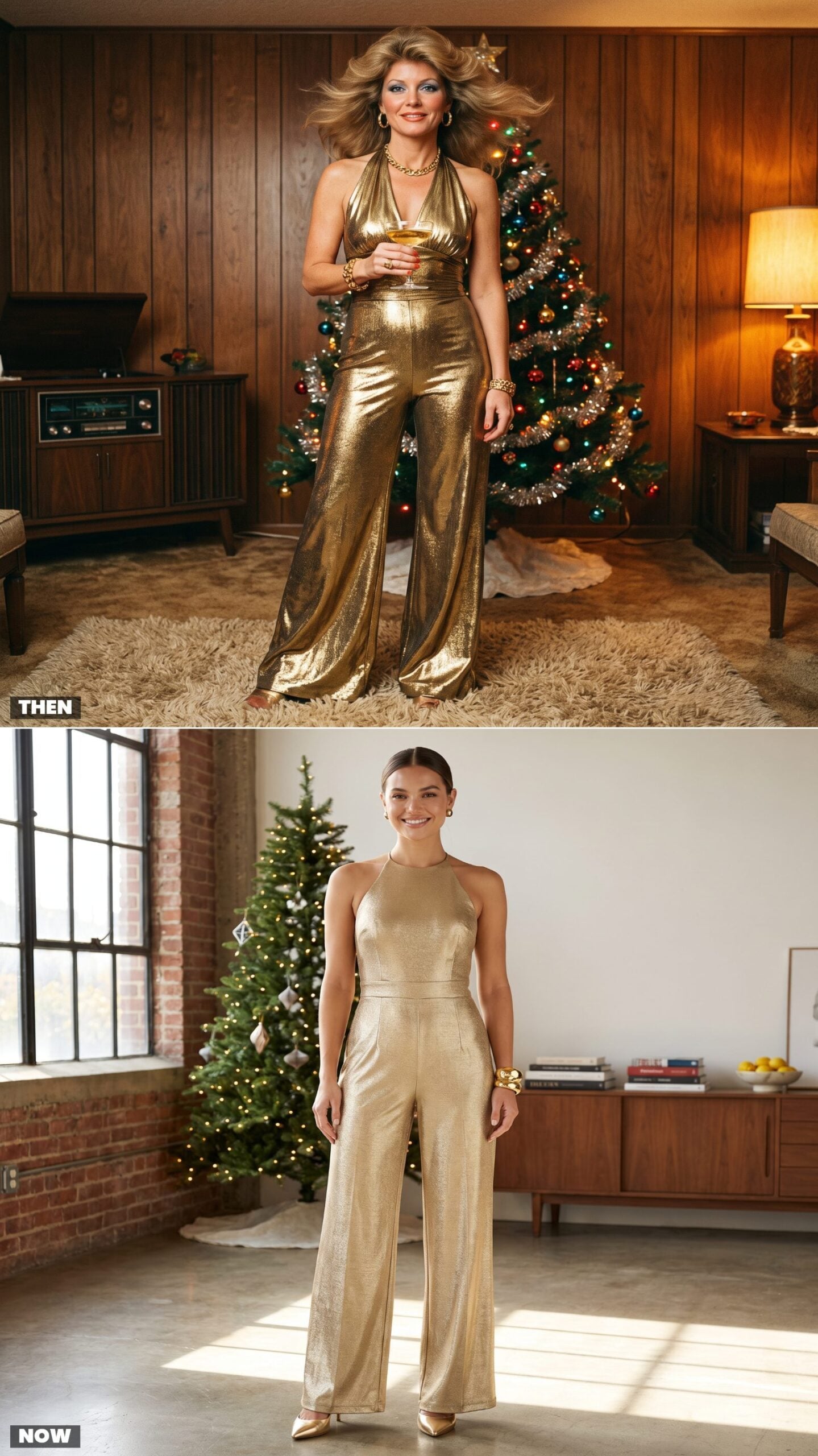 The Gold Lamé Halter Jumpsuit