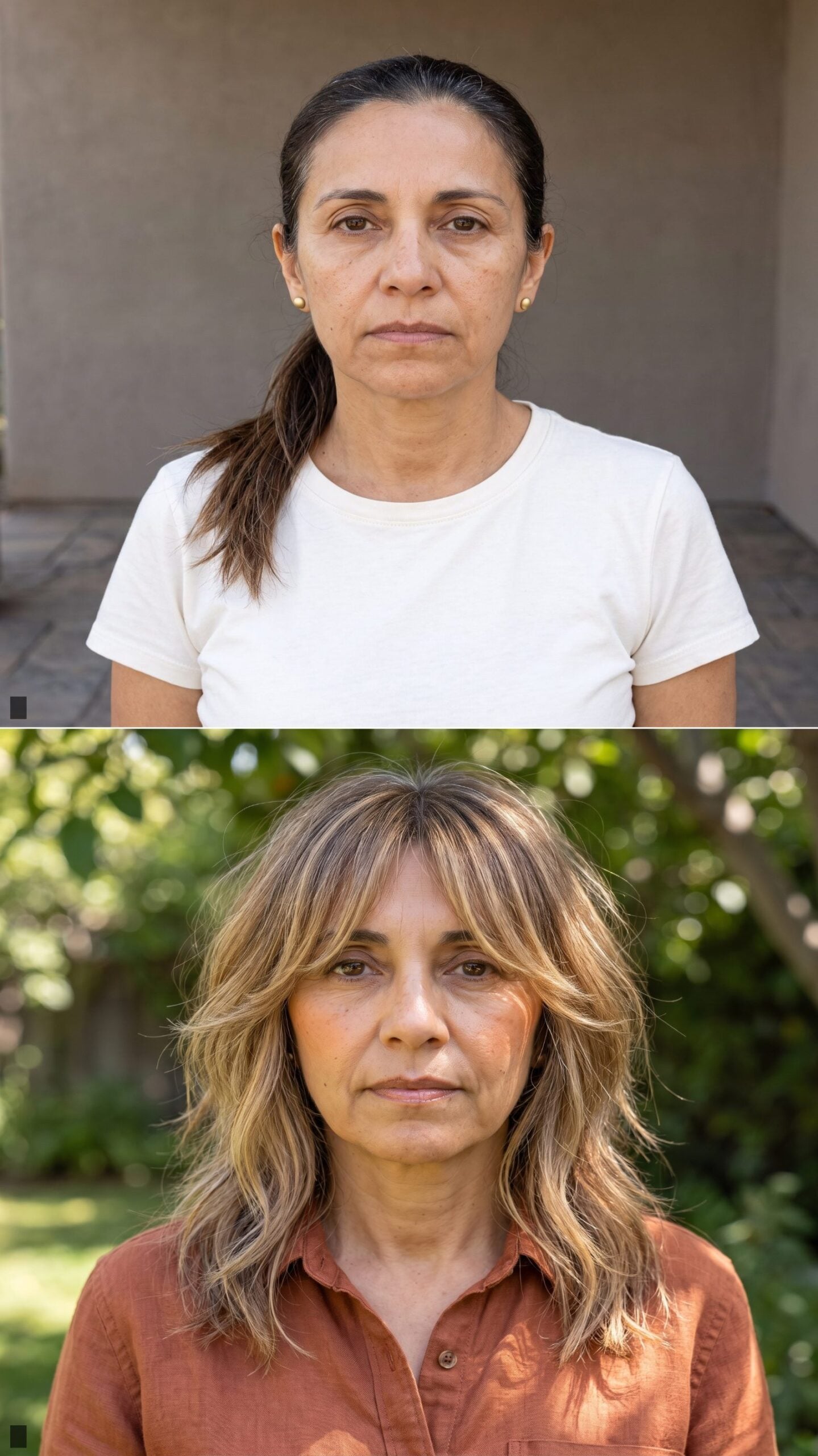 Golden Bronde Shag with Curtain Bangs and Airy Movement