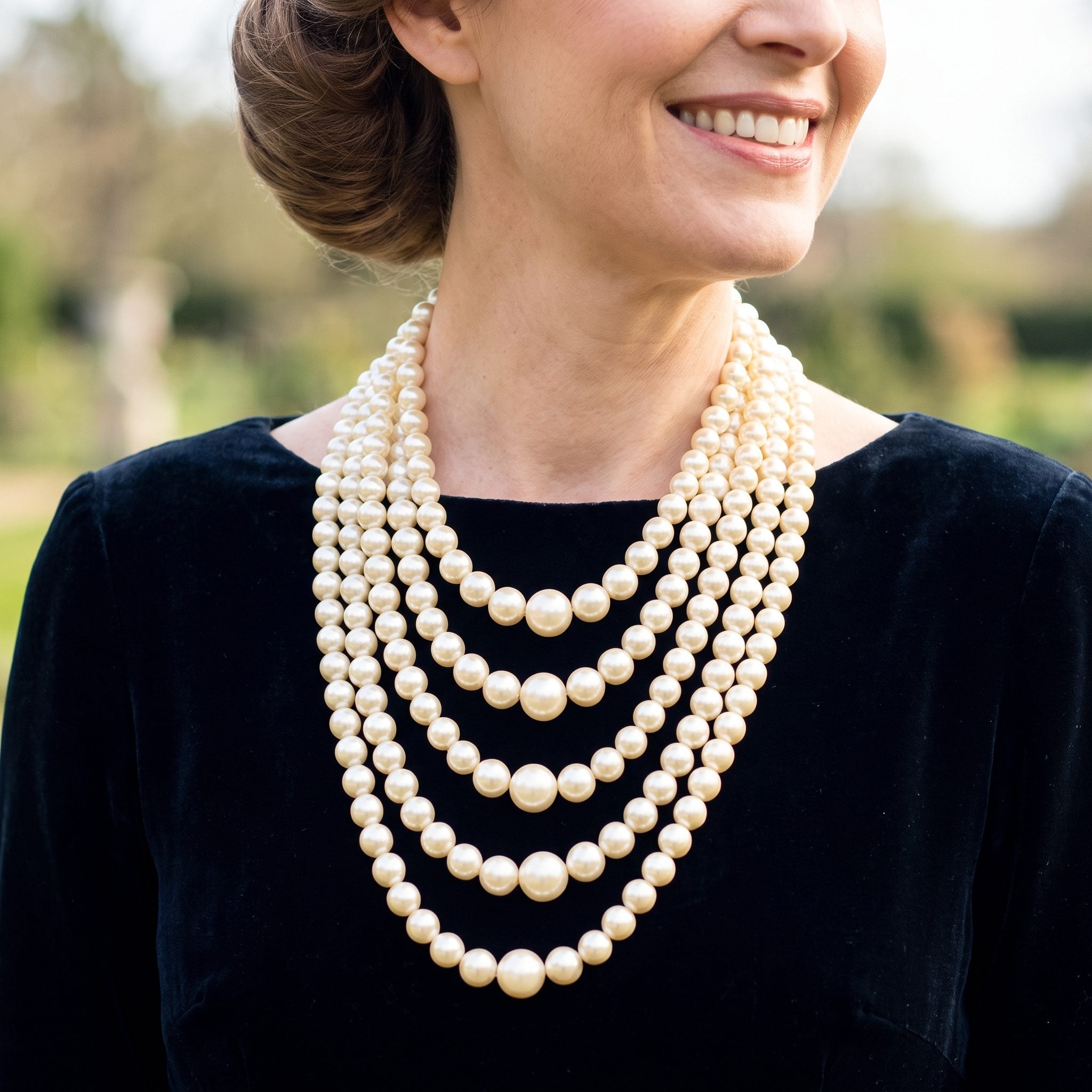 Layered Faux-Pearl Necklaces, Strand Upon Strand