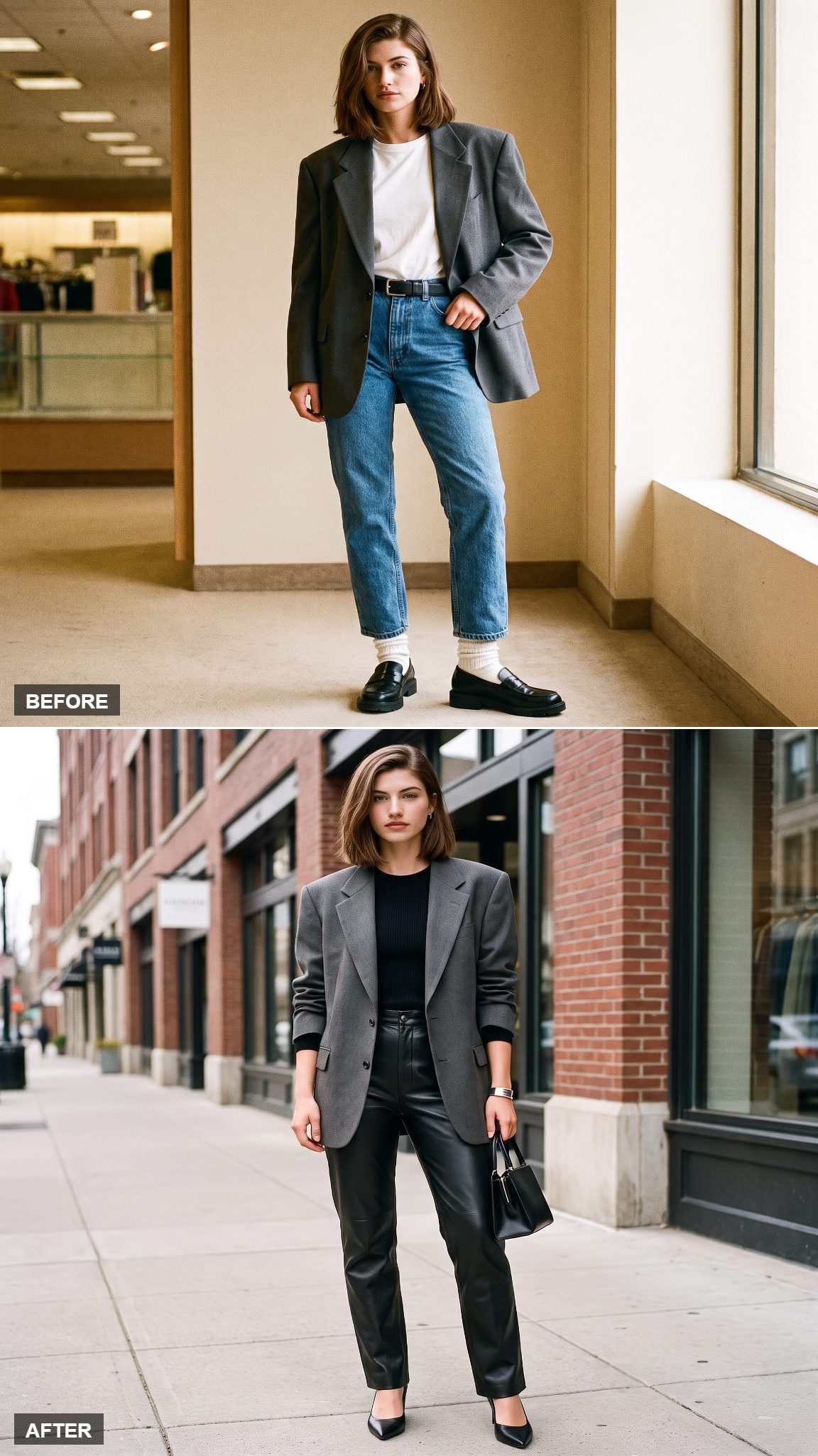 Leather Trousers and a Fine Knit Sharpen the Edges