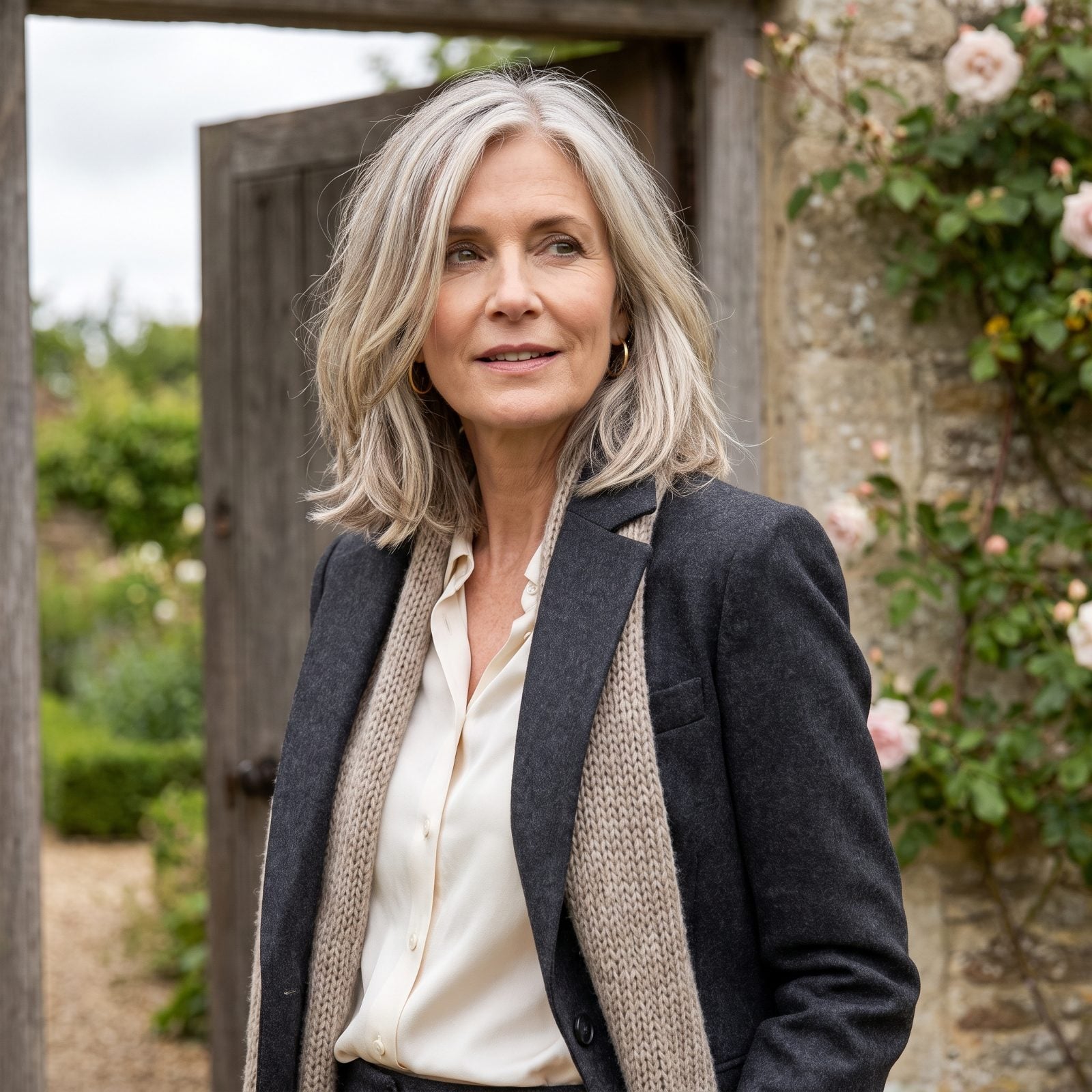 Long Bob With Seamless Gray-Blending Highlights