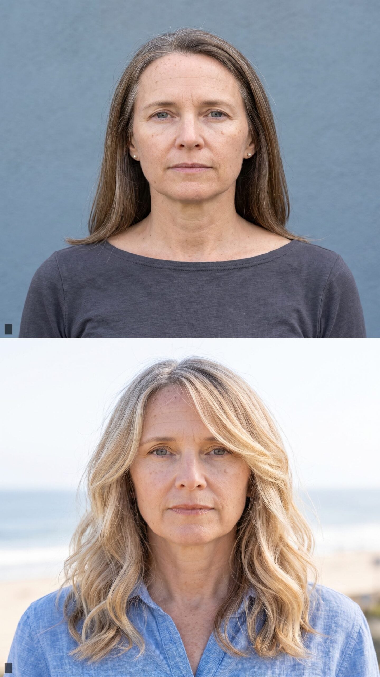 Long Curtain Layers with No Fringe and Buttery Blonde Balayage
