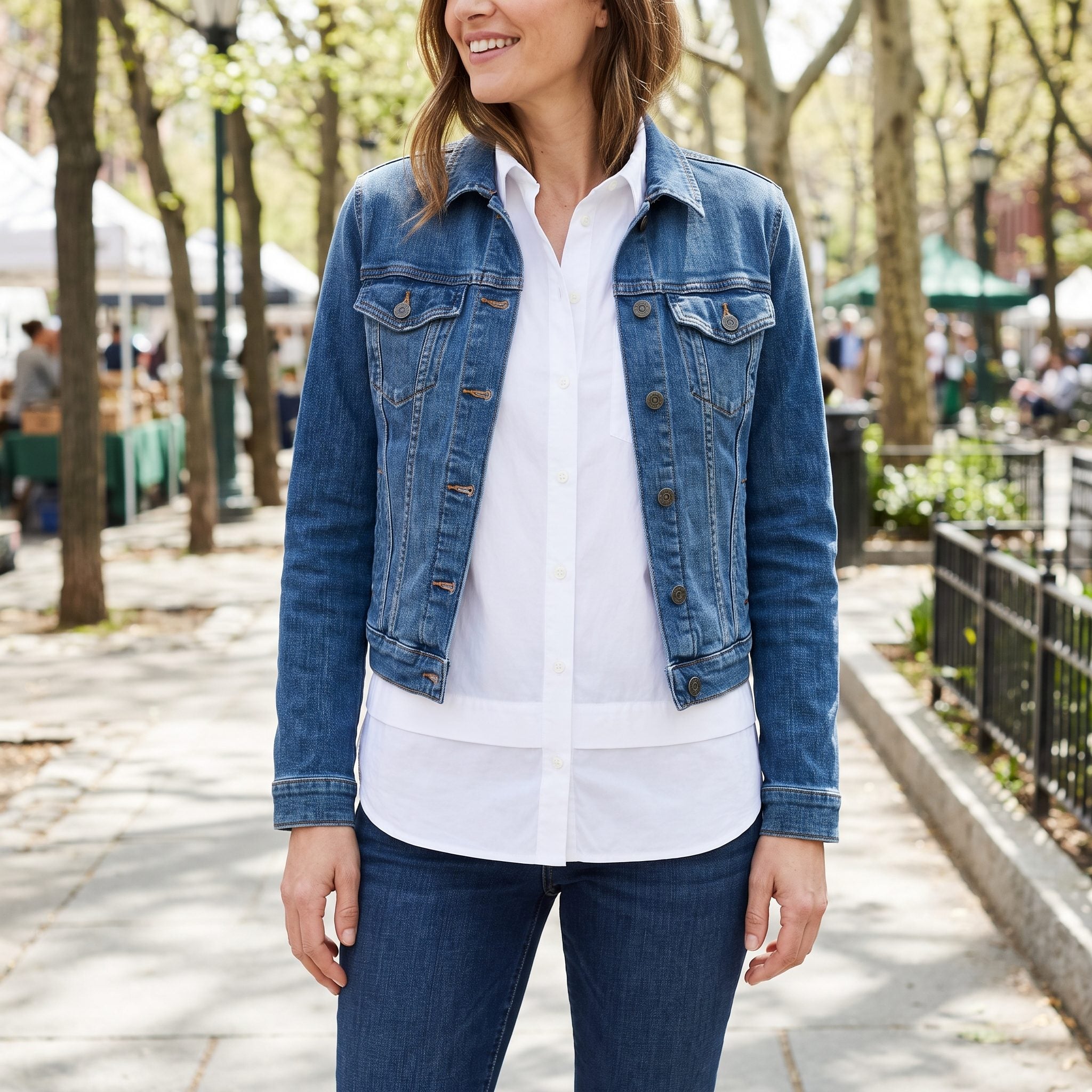 Long Top Hanging Between Both Denim Pieces