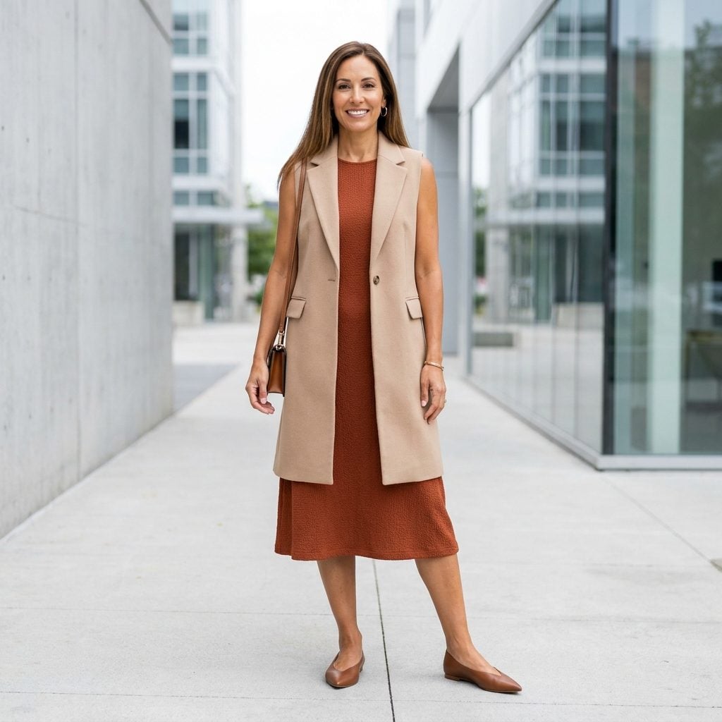 A Longline Vest Cutting Across the Upper Legs