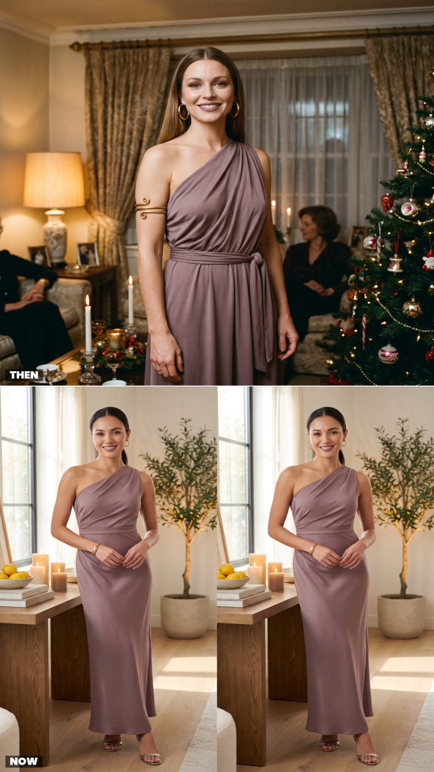 The Mauve Draped Grecian Maxi Dress