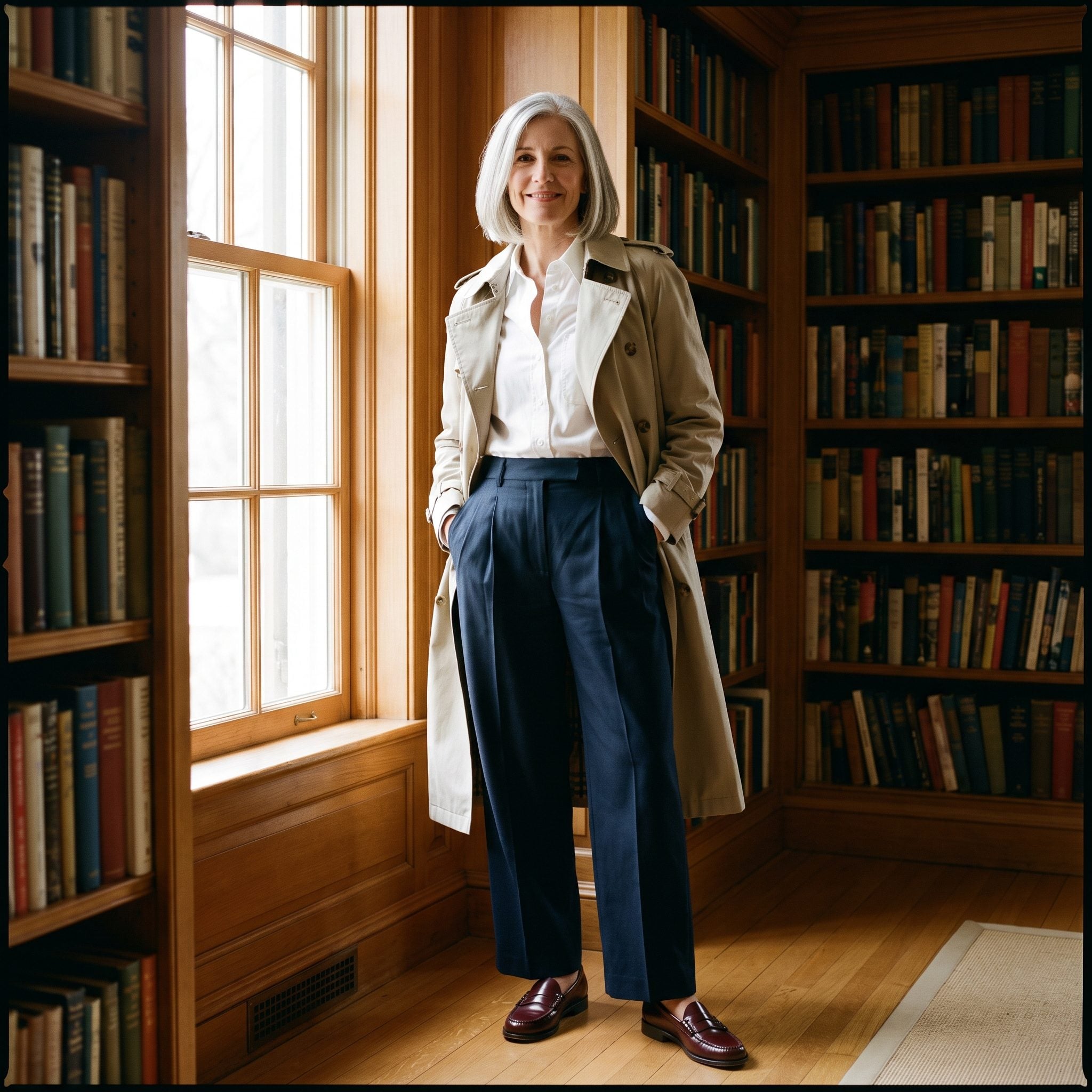 Menswear Styling: Wide Suit Trousers, Loafers, and a Coat Left Undone