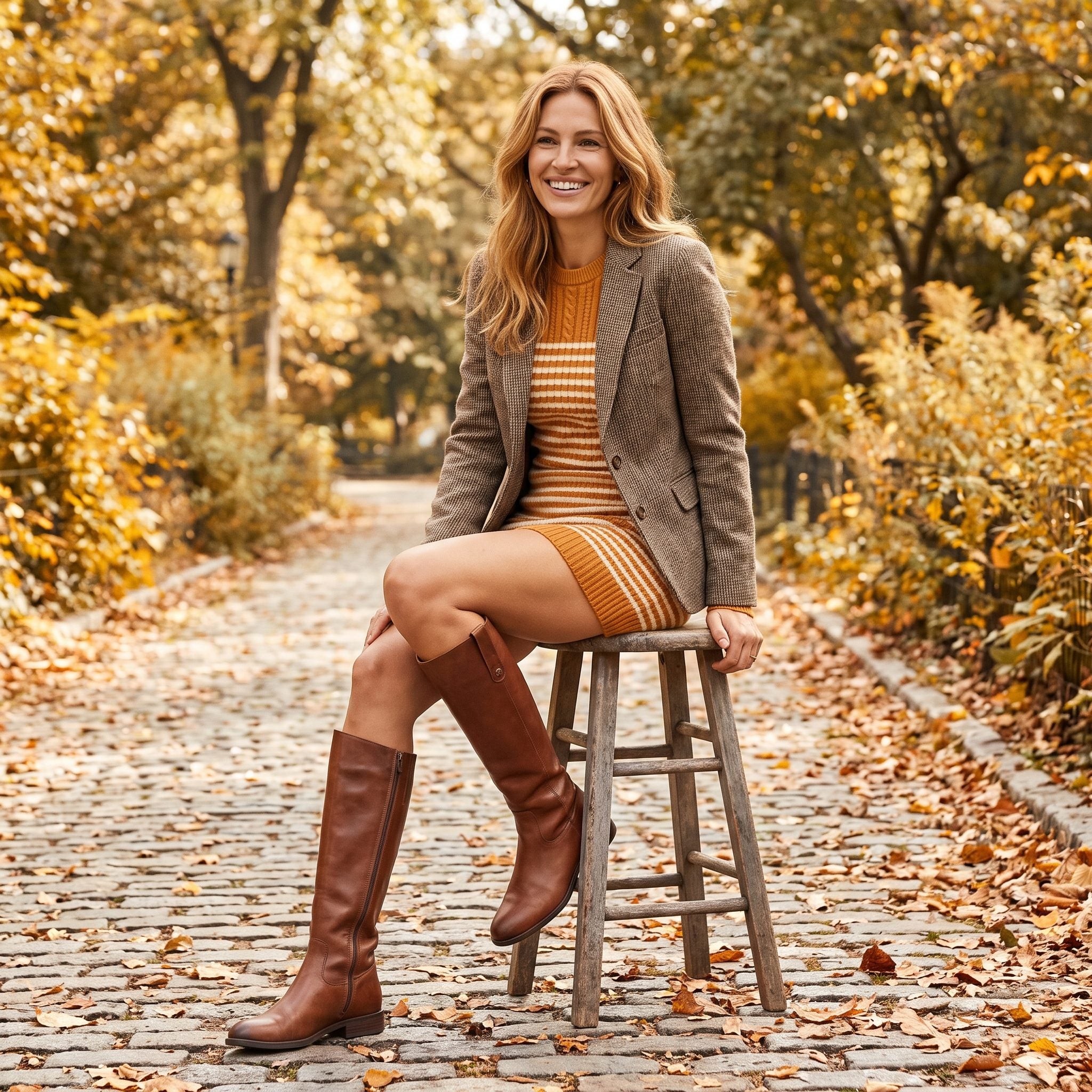 Micro Mini Sweater Dress + Knee-High Riding Boots