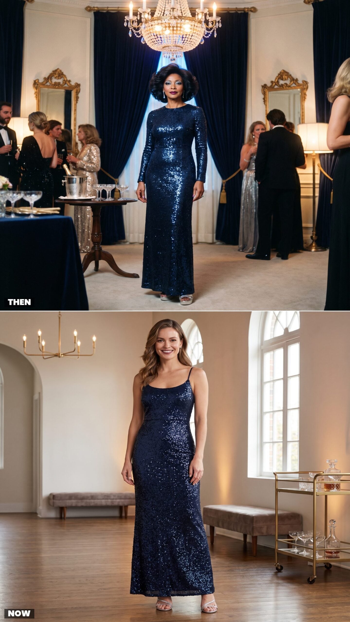 The Midnight-Blue Sequin Column Dress