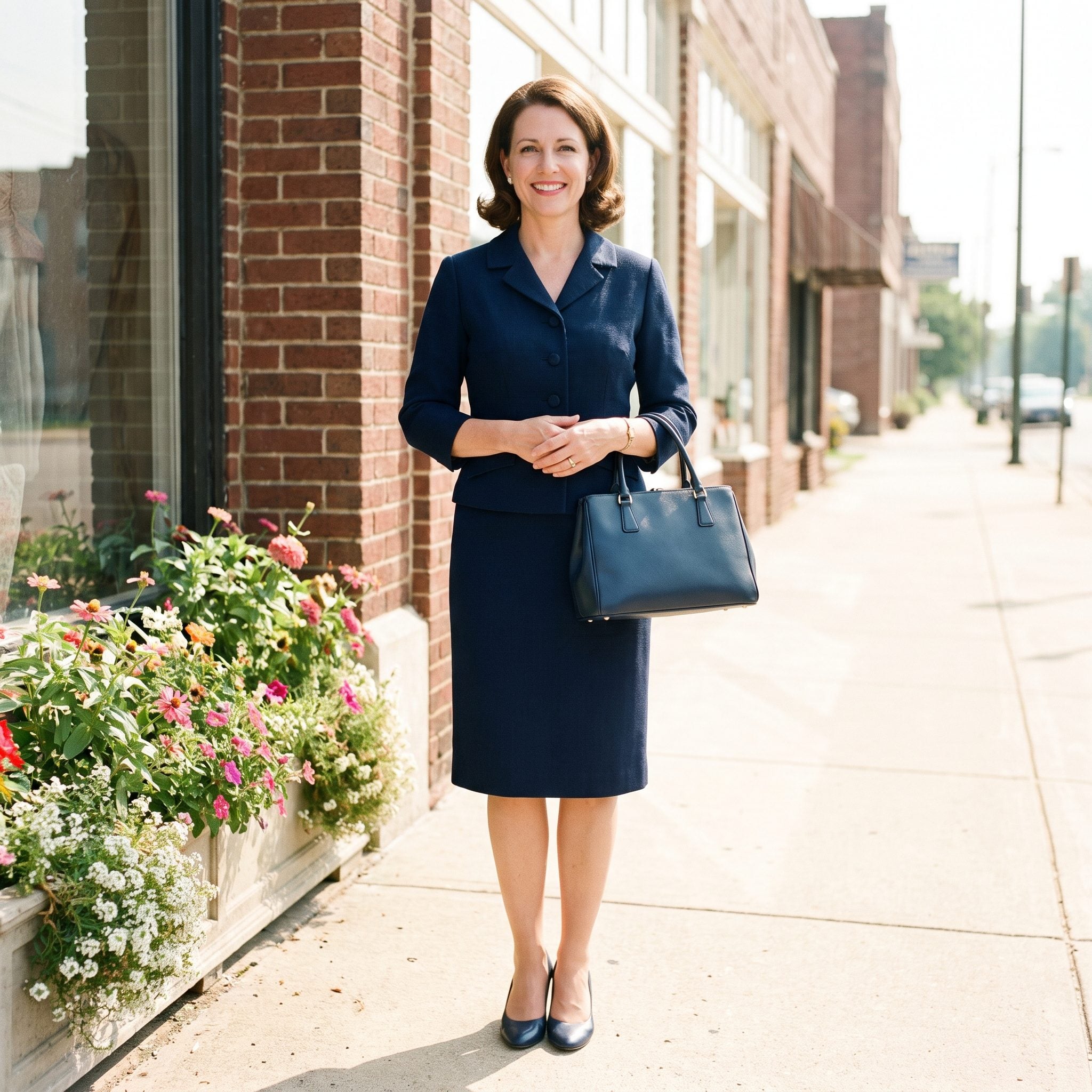 Navy Pumps + Navy Structured Handbag