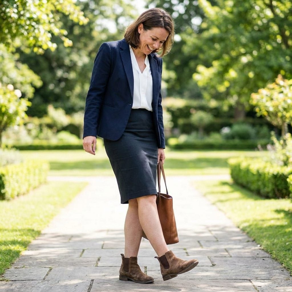 The Office Skirt Meets Weekend Suede: A Wardrobe Argument in One Outfit