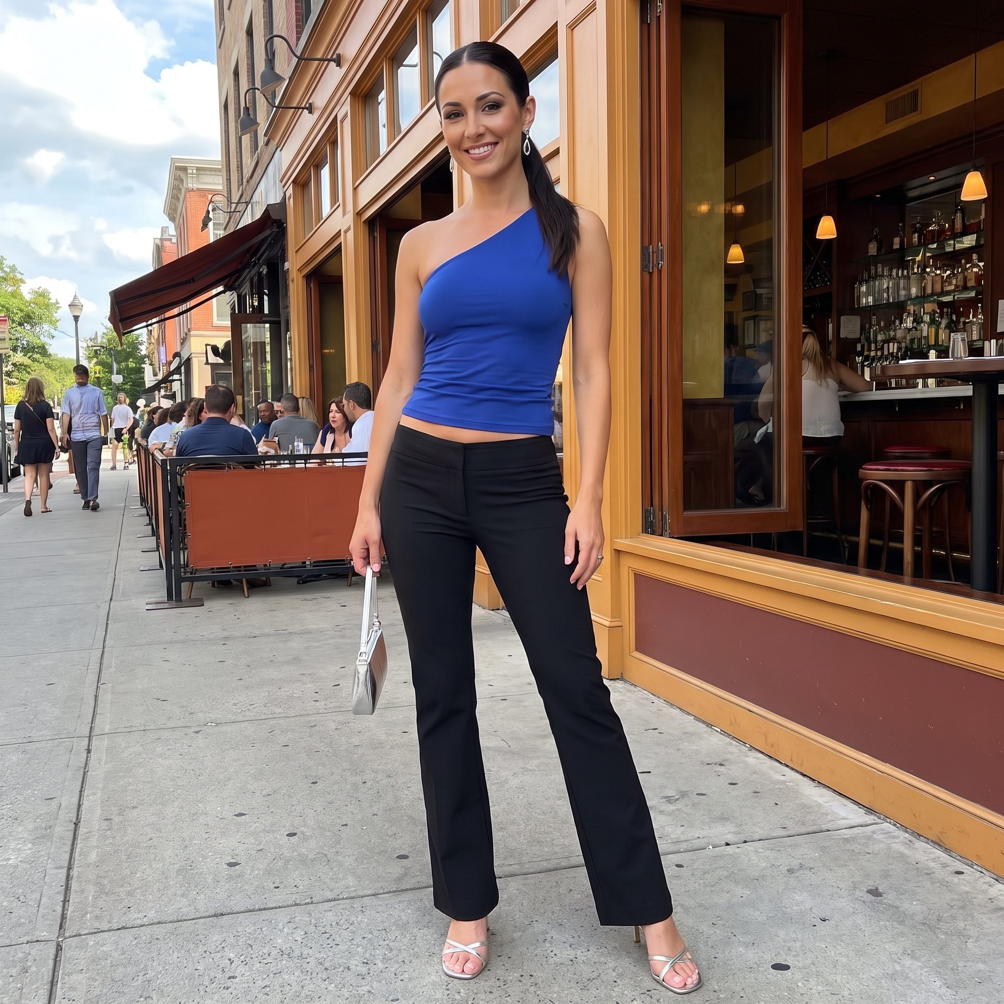 The One-Shoulder Stretch Top In A Blue You Can Still Picture