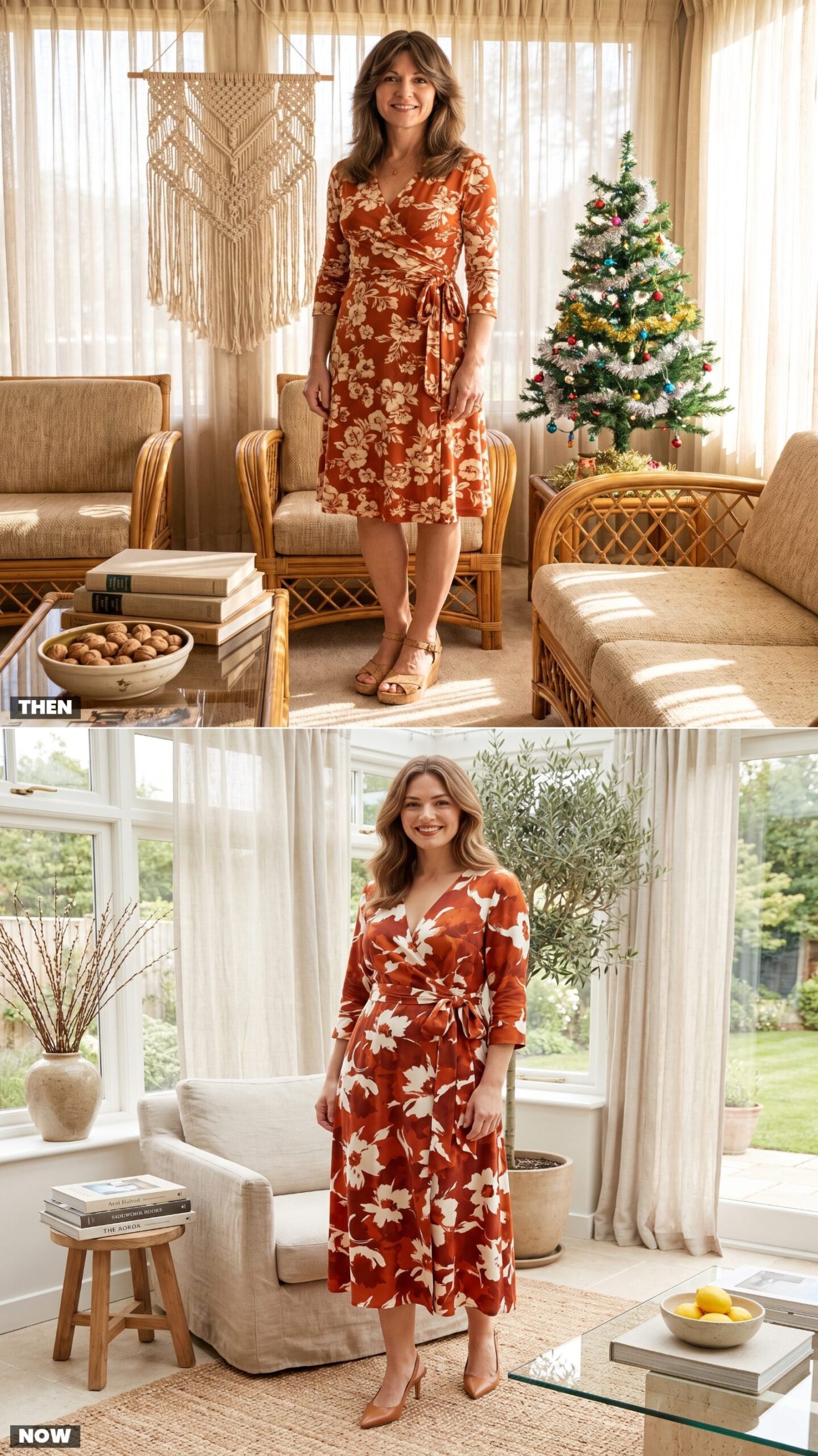 The Orange Floral Jersey Wrap Dress