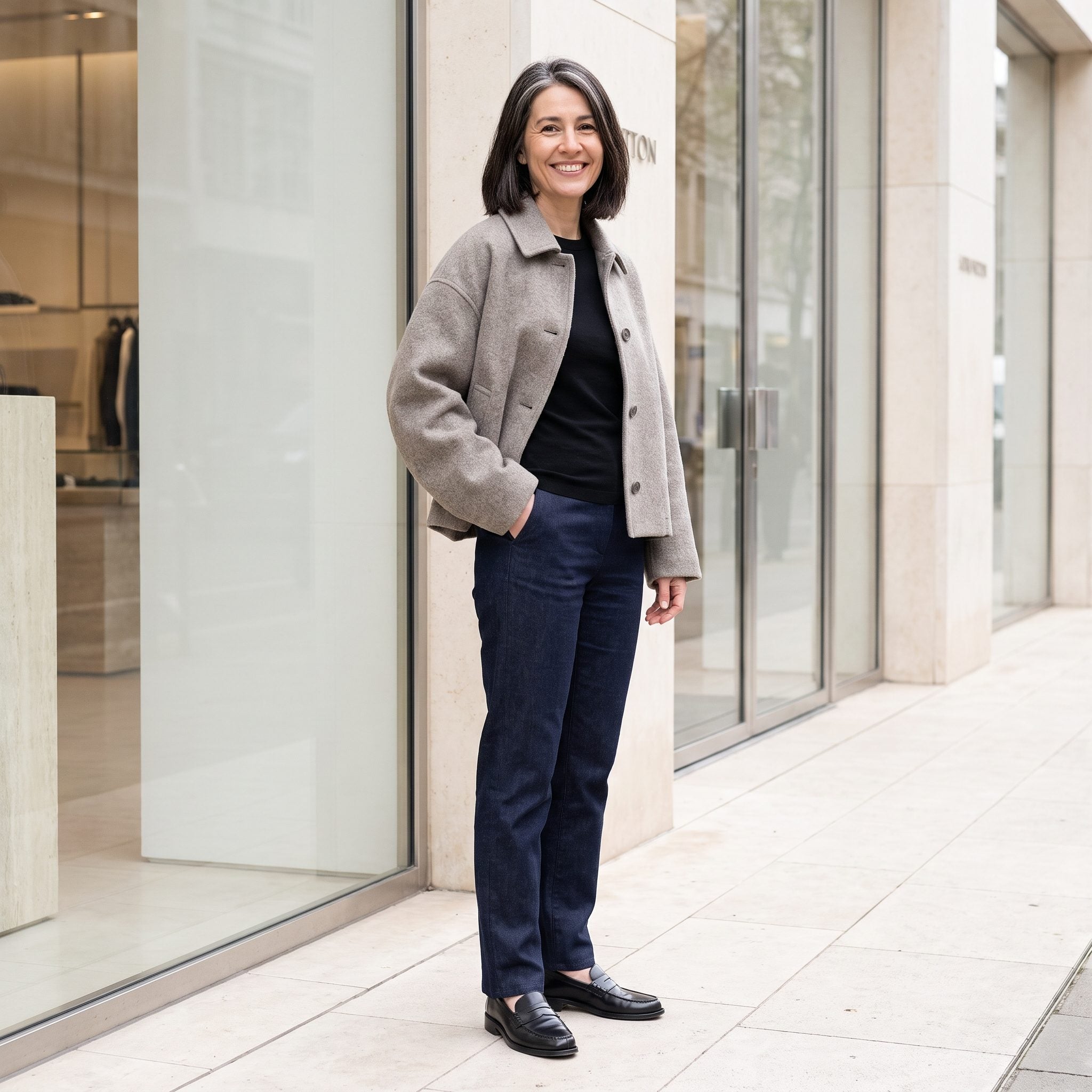 Oversized Cropped Jacket + Slim Straight Pants, Volume Up Top, Clean Below