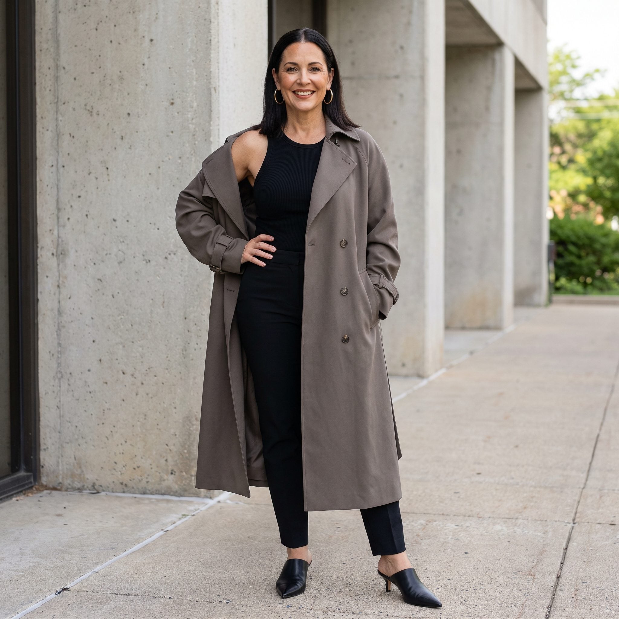 The Oversized Trench Worn Off the Shoulder Like It's a Decision, Not an Accident