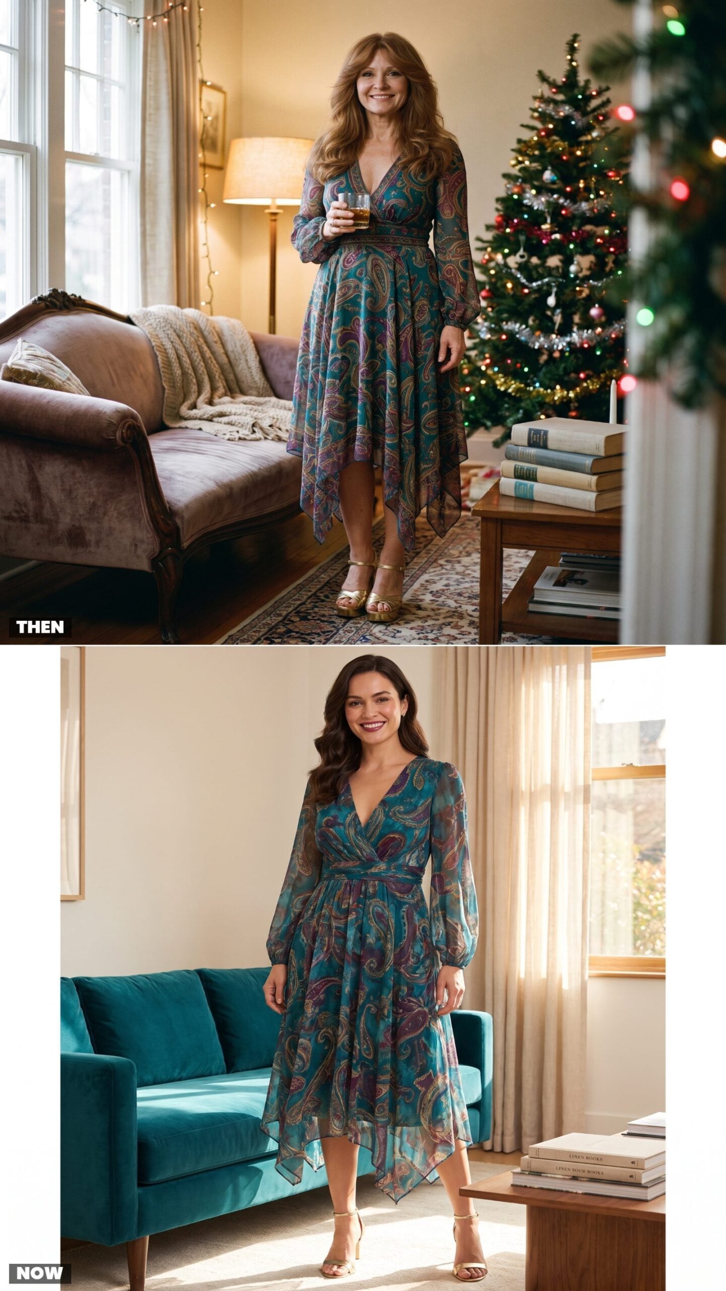 The Paisley Chiffon Handkerchief-Hem Dress