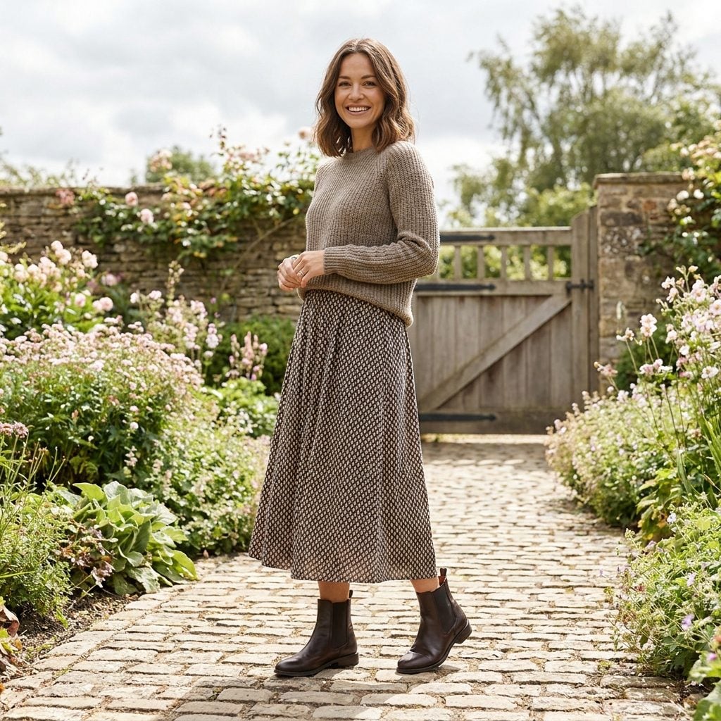 The Petite Frame Where Skirt Hem and Boot Top Nearly Kiss