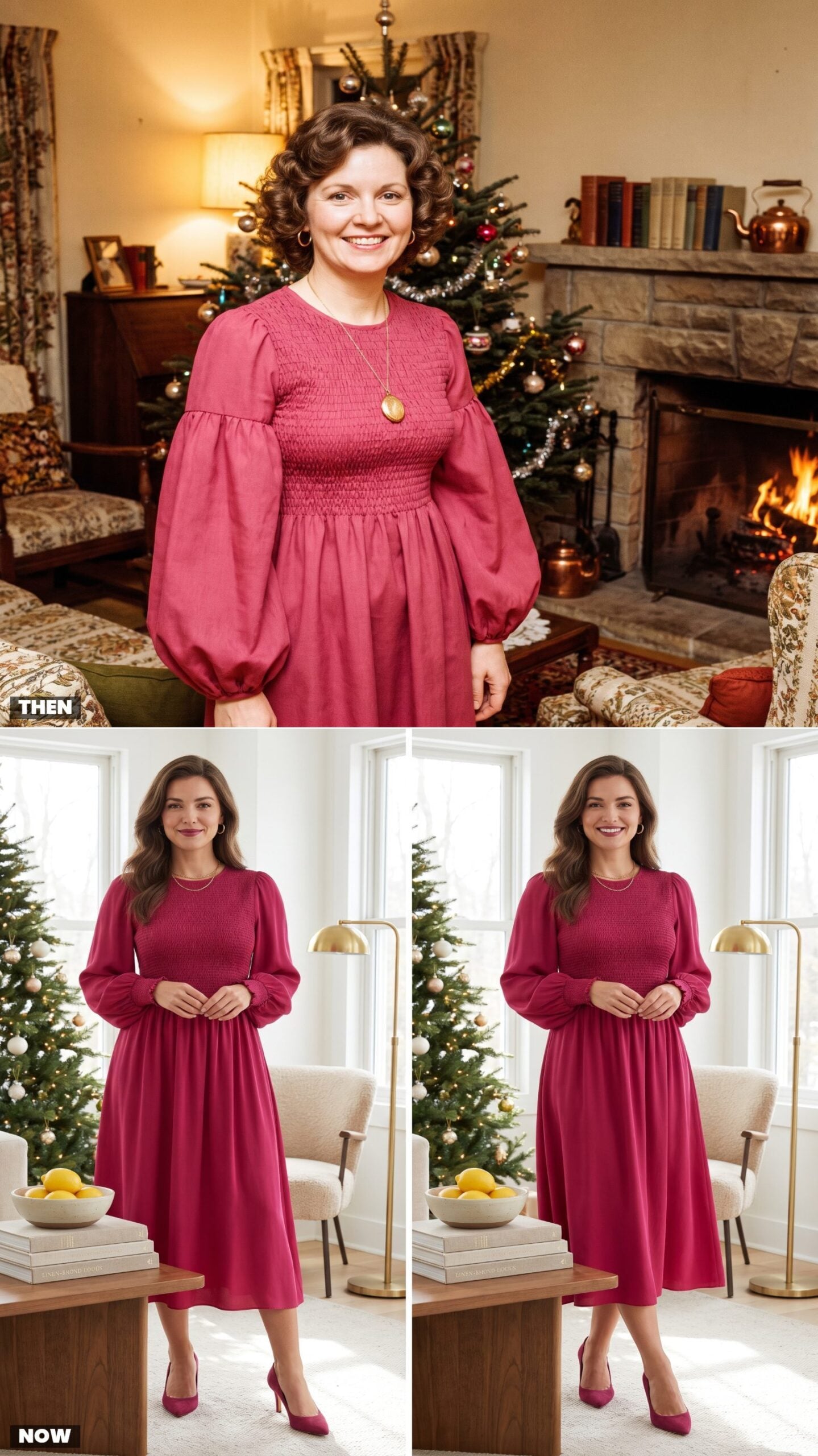 The Raspberry Smocked Dress With Balloon Sleeves
