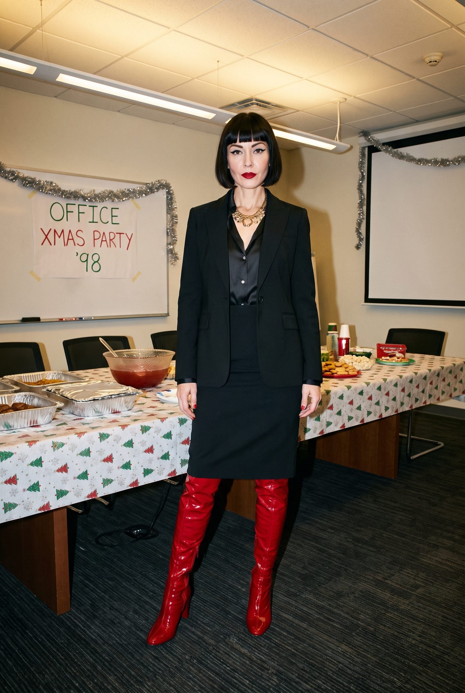 The Red Patent Thigh-High Boots Worn to the Boardroom
