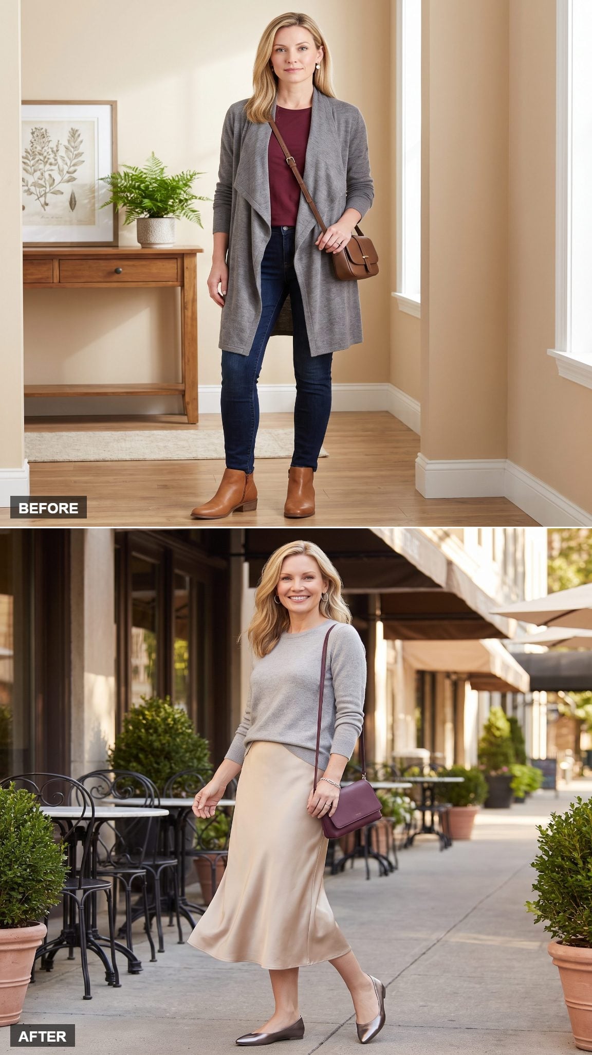 Satin Skirt, Cashmere Crew, and the Art of Soft Contrast