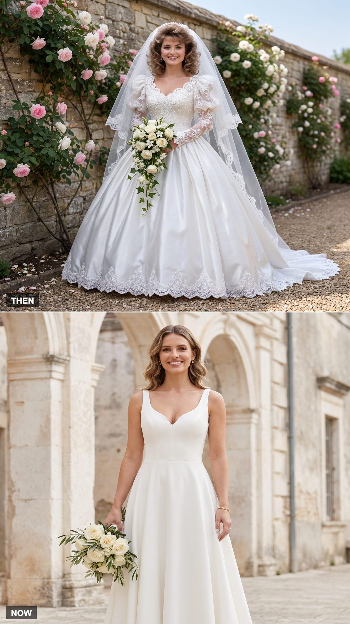 Scalloped Lace-Neck Gown to Clean Scoop-Neck