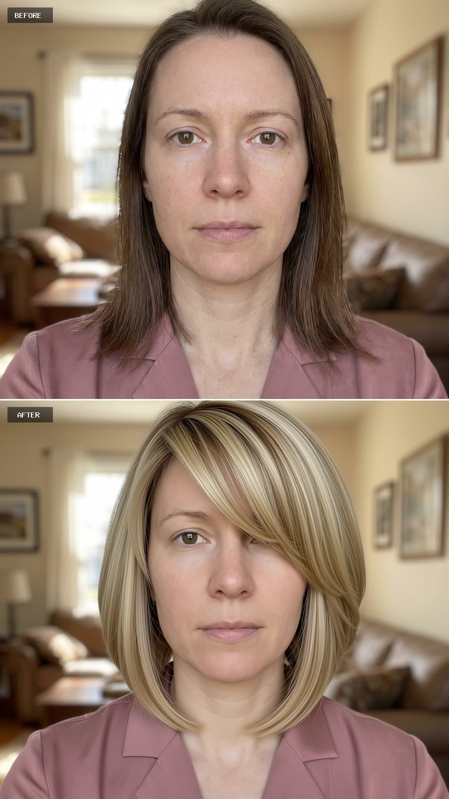 A Blonde Bob with a Side-Swept Fringe