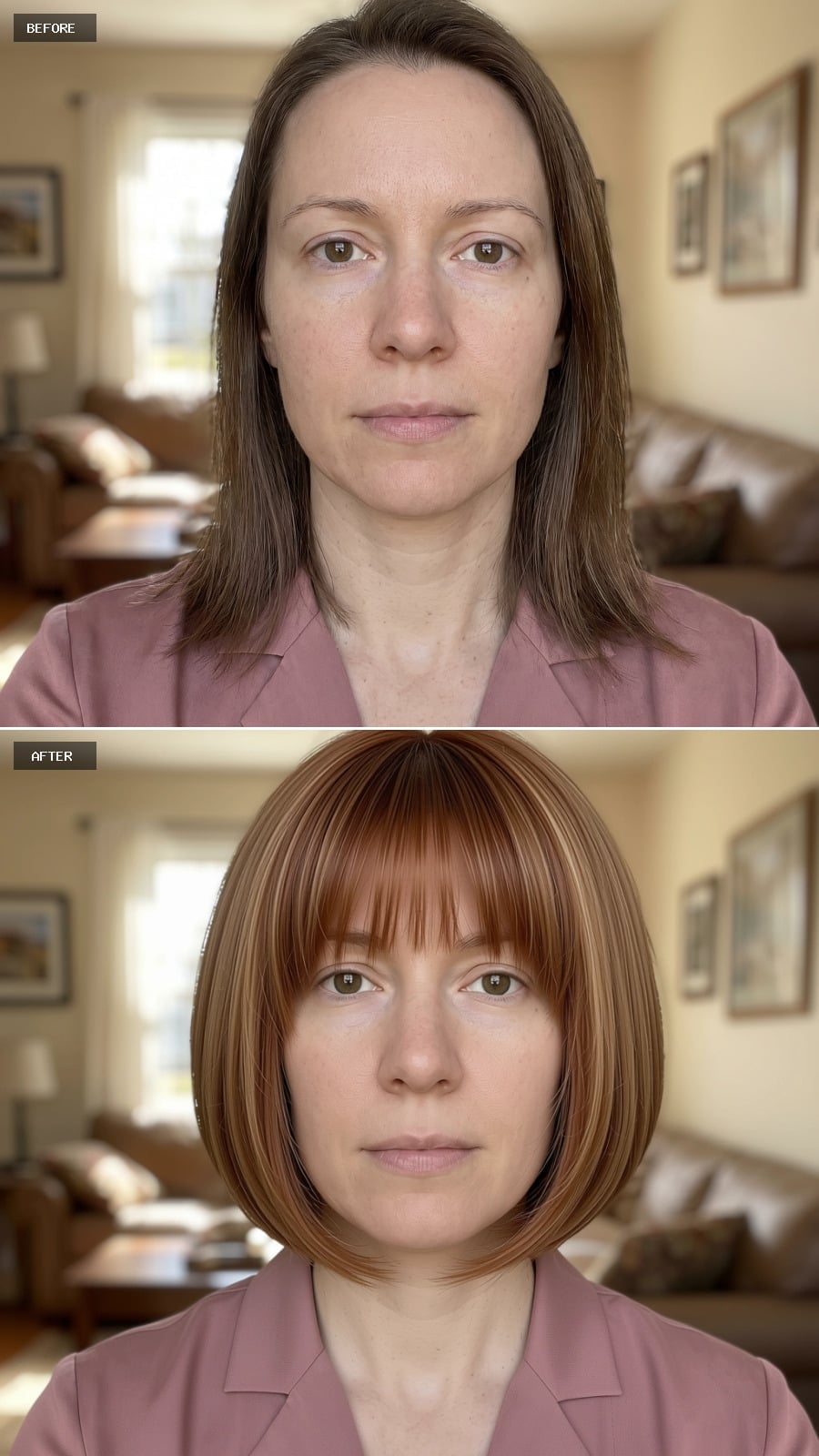 Copper Bob with Blunt Bangs