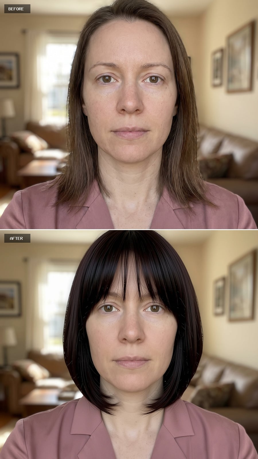 Dark Bob, Blunt Fringe, Strong Outline
