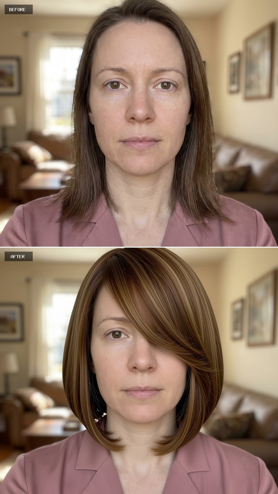 Caramel Stripes and an Inward-Curving Bob