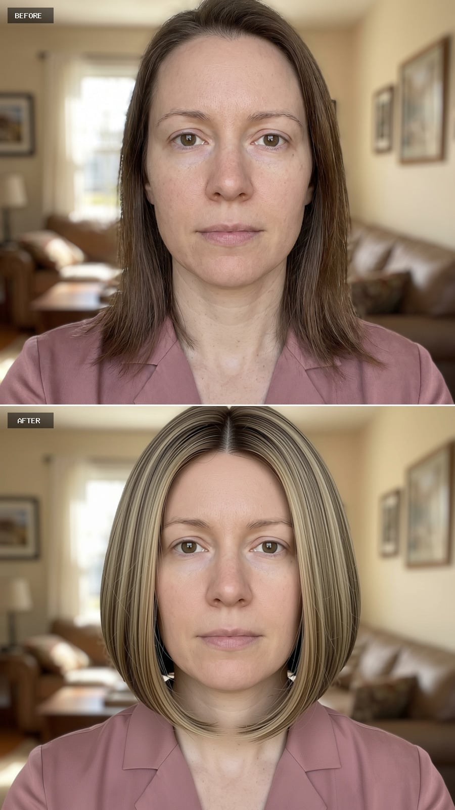 Face-Framing Gold on an Ash-Rooted Bob