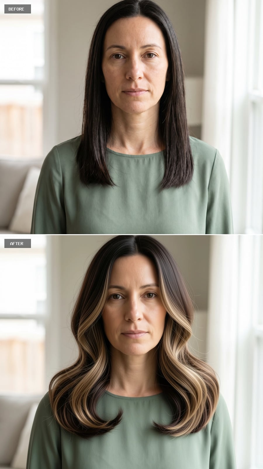 Balayage Waves With Volume That Stop a Long Face From Taking Over