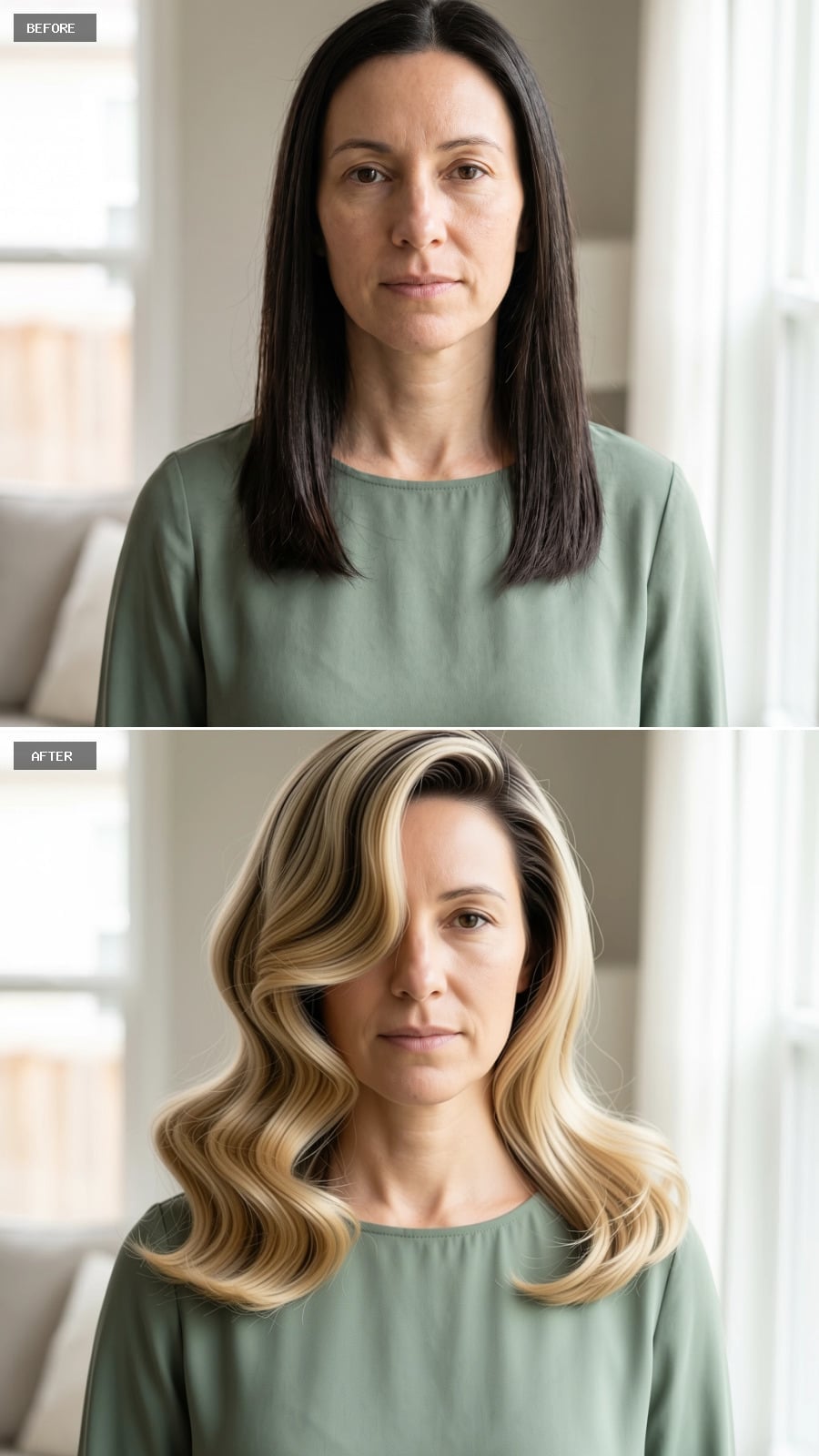 Blonde Waves With Dark Roots That Know How to Handle a Long Face