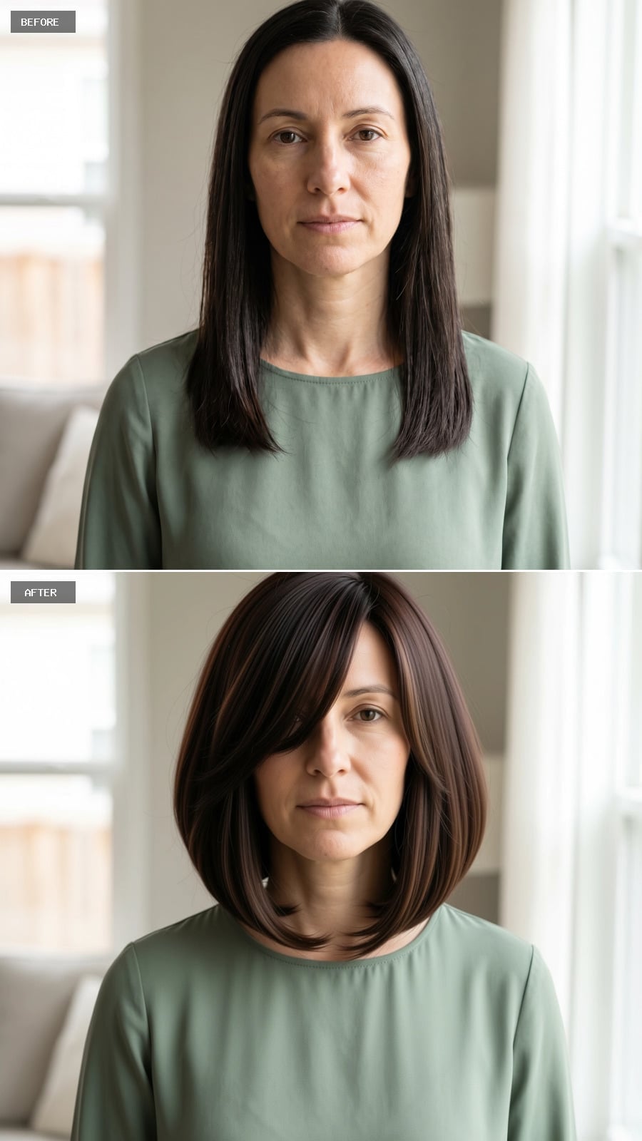 Bob With a Side-Swept Fringe That Talks a Long Face Out of Itself