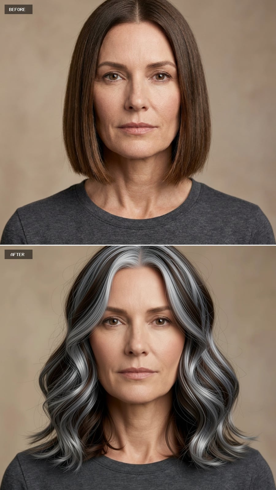 Long dark-to-silver layered waves