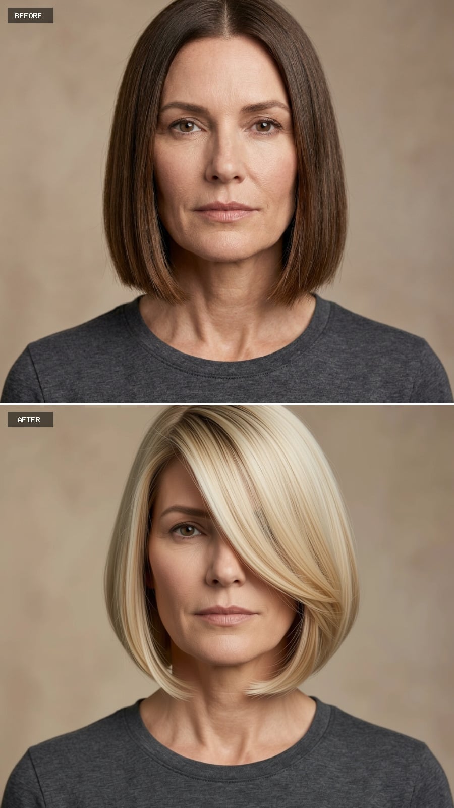 Platinum bob with side sweep and longer front section