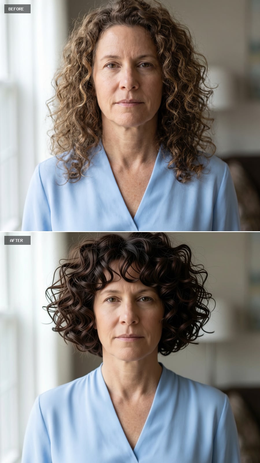Short dark chocolate curls