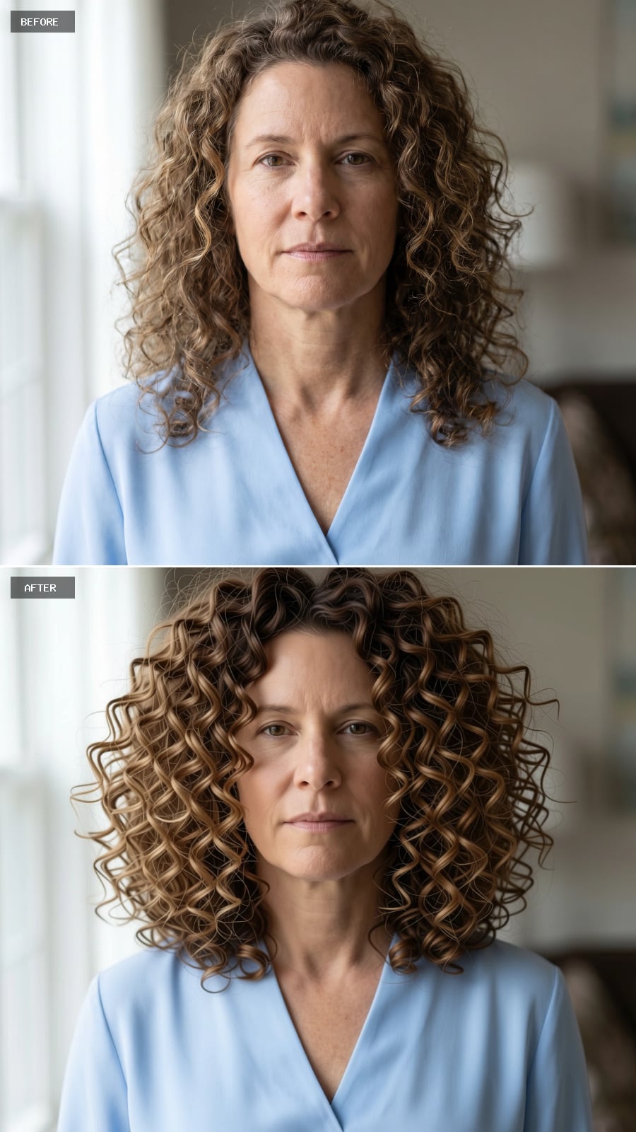 Tighter warm brunette curls