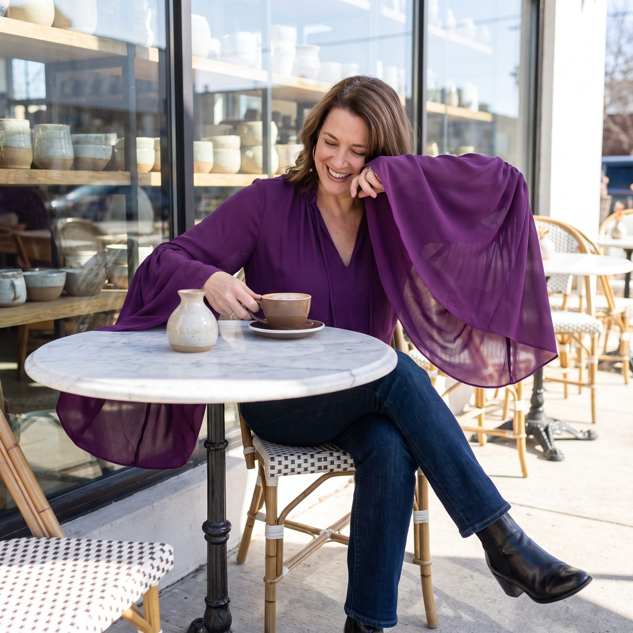 Shirt With Bell Sleeves That Knock Over Your Coffee