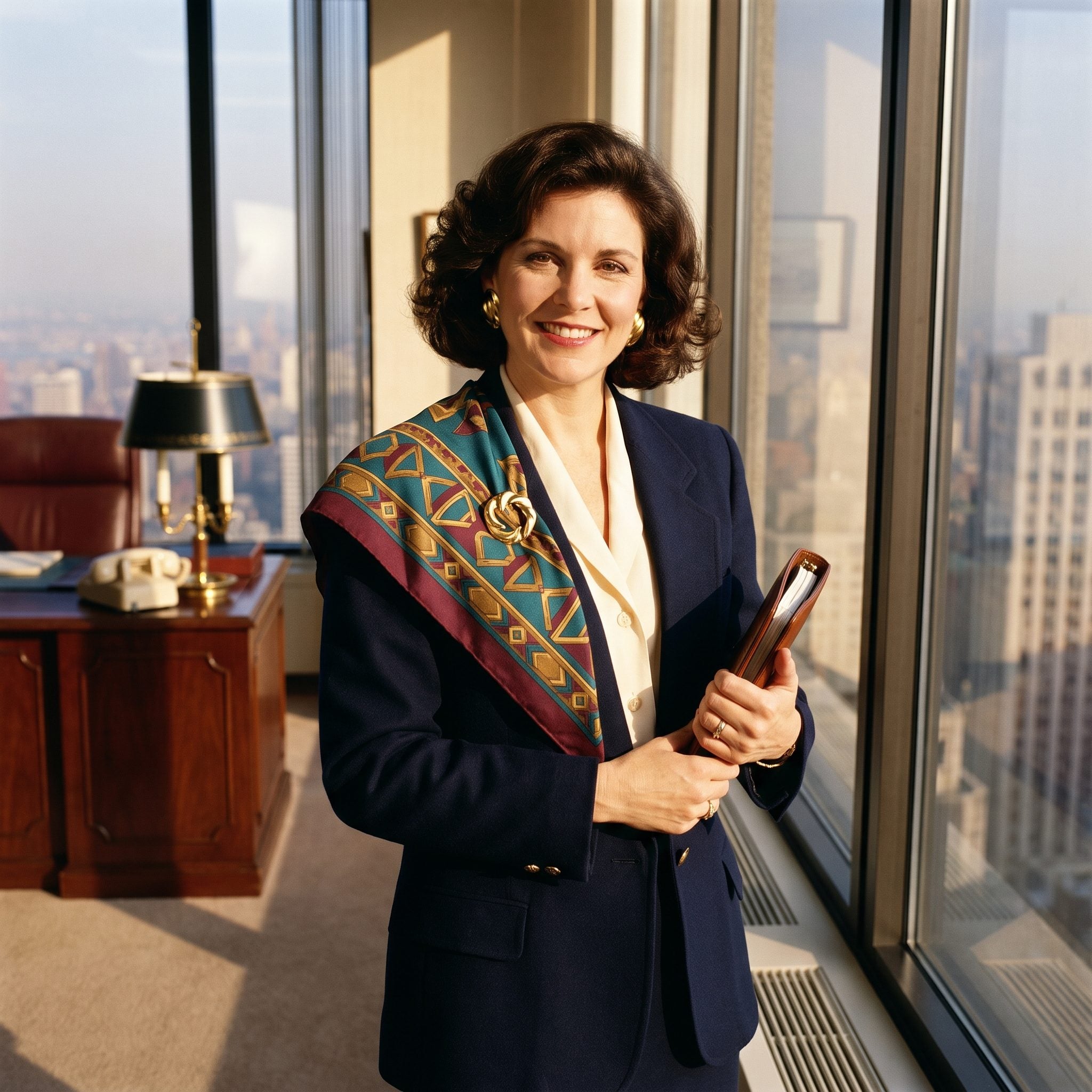 The Silk Scarf Folded Into a Triangle and Pinned at the Shoulder
