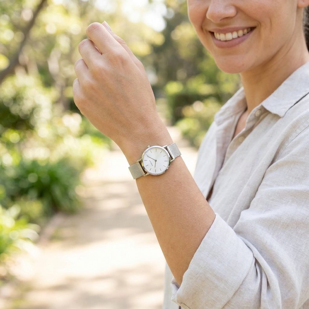 A Silver Fashion Wristwatch, About $35