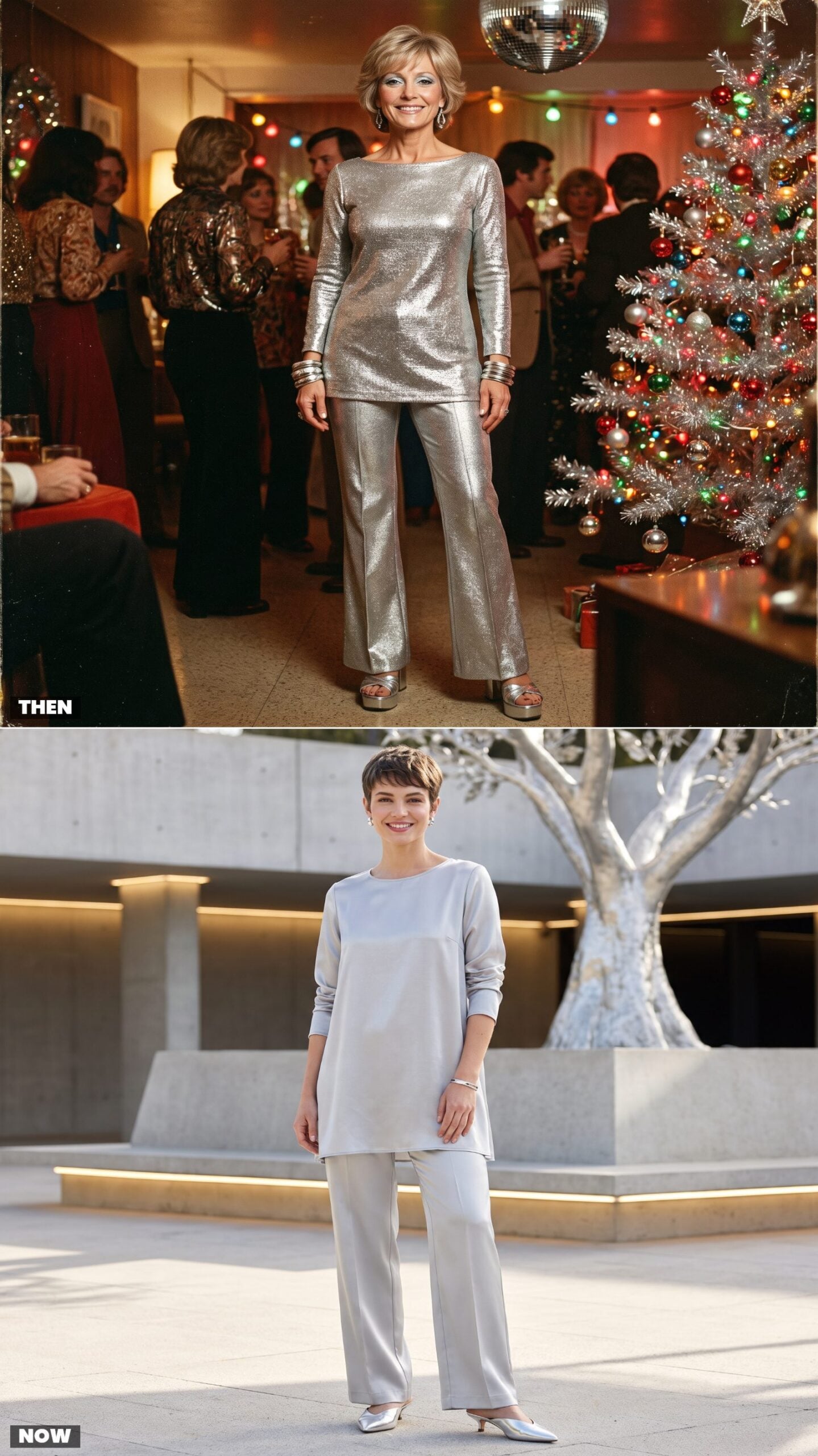 The Silver Tunic With Matching Flared Trousers